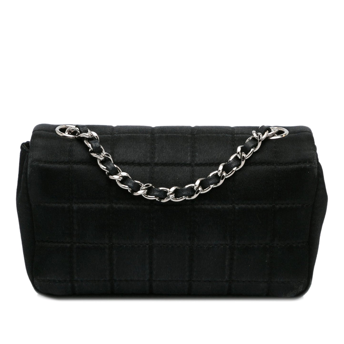 Black Chanel Extra Mini Satin Choco Bar Charms Flap Bag