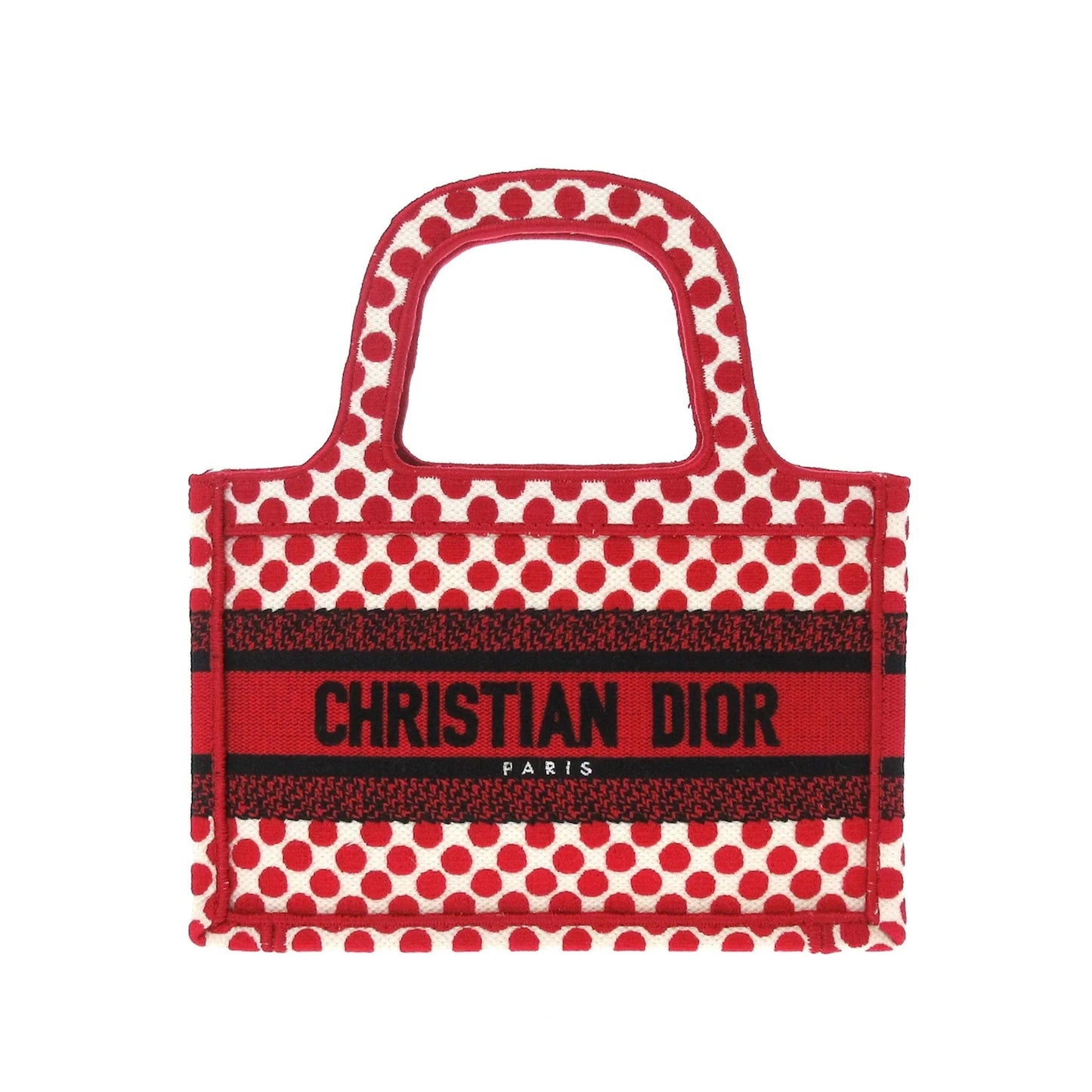 Dior Handbag Amour Dots Book Tote Canvas Red Mini Tote Bag