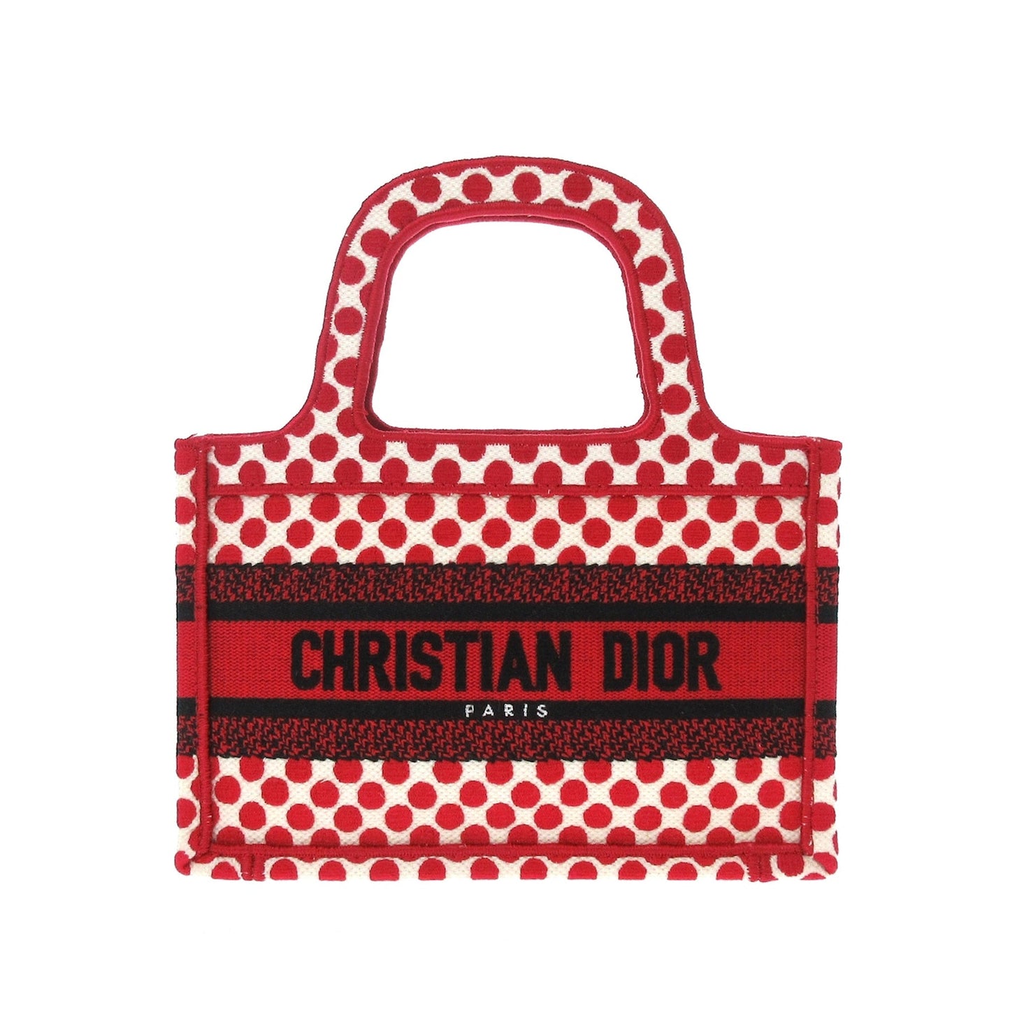 Dior Handbag Amour Dots Book Tote 2 Canvas Red Mini Tote Bag