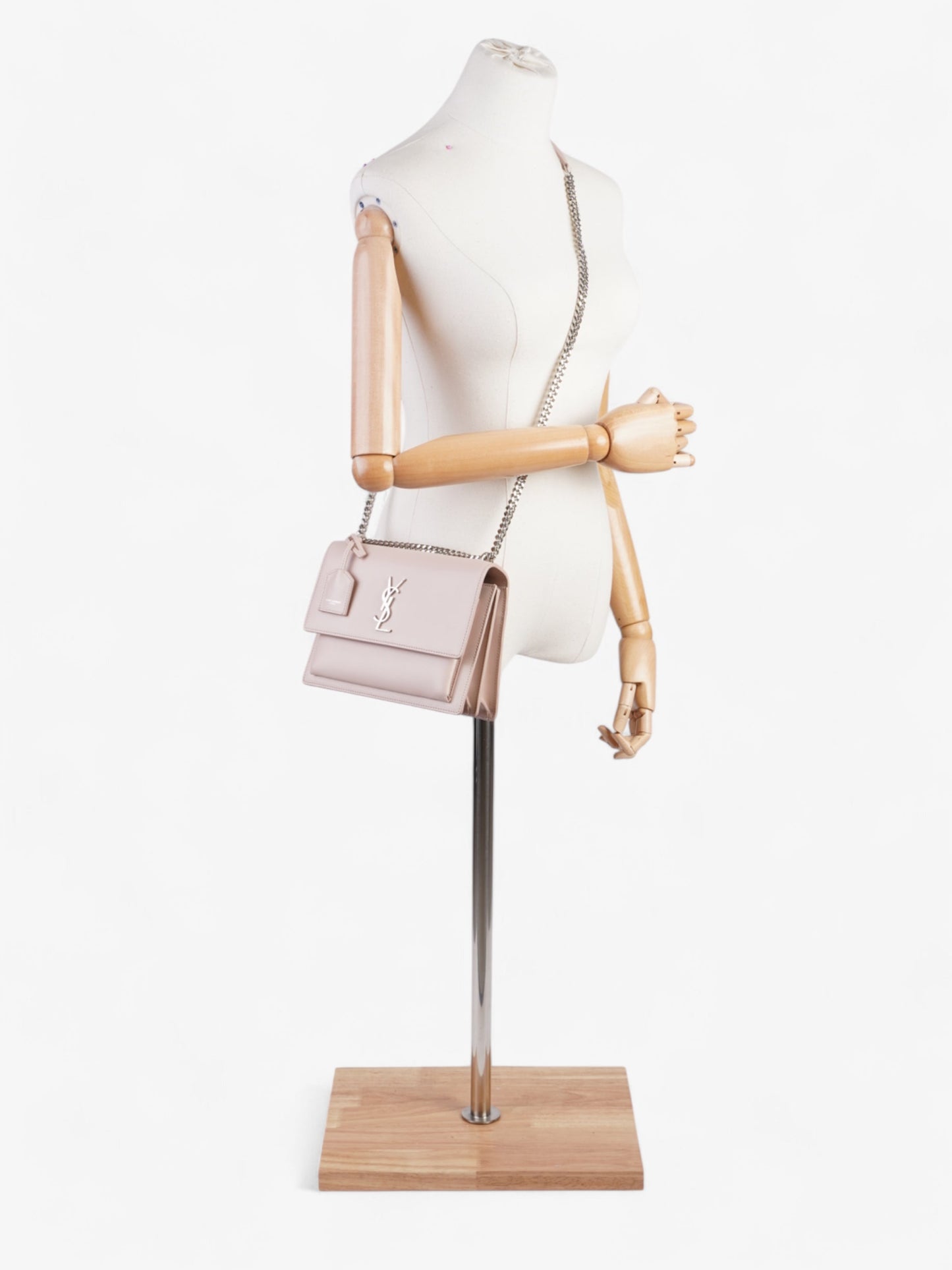 YSL Saint Laurent Sunset Marble Calfskin Shoulder Bag Leather Pink Medium