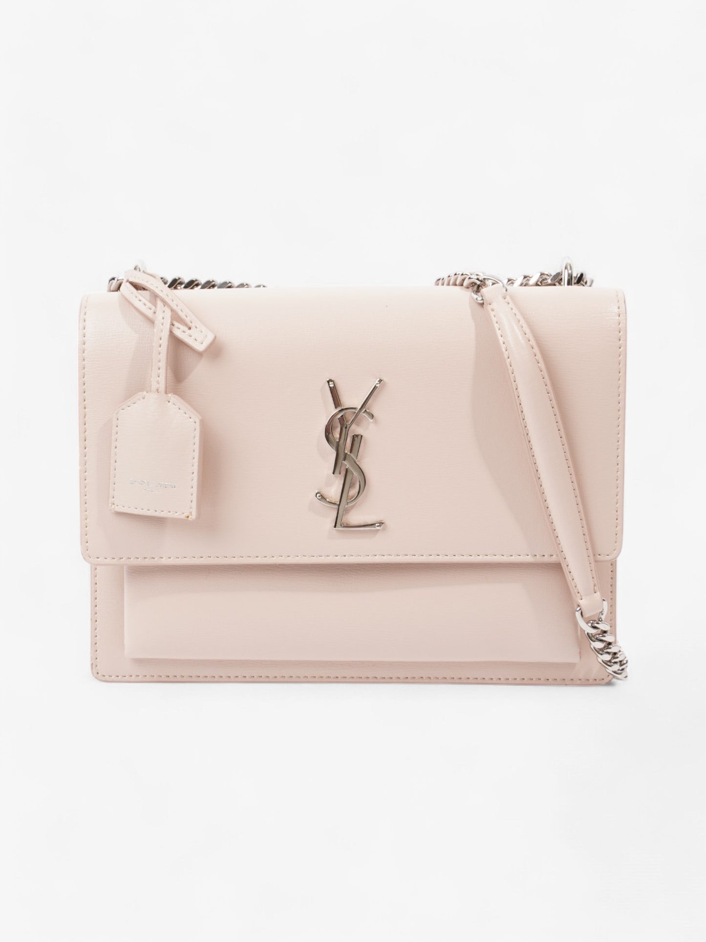 YSL Saint Laurent Sunset Marble Calfskin Shoulder Bag Leather Pink Medium