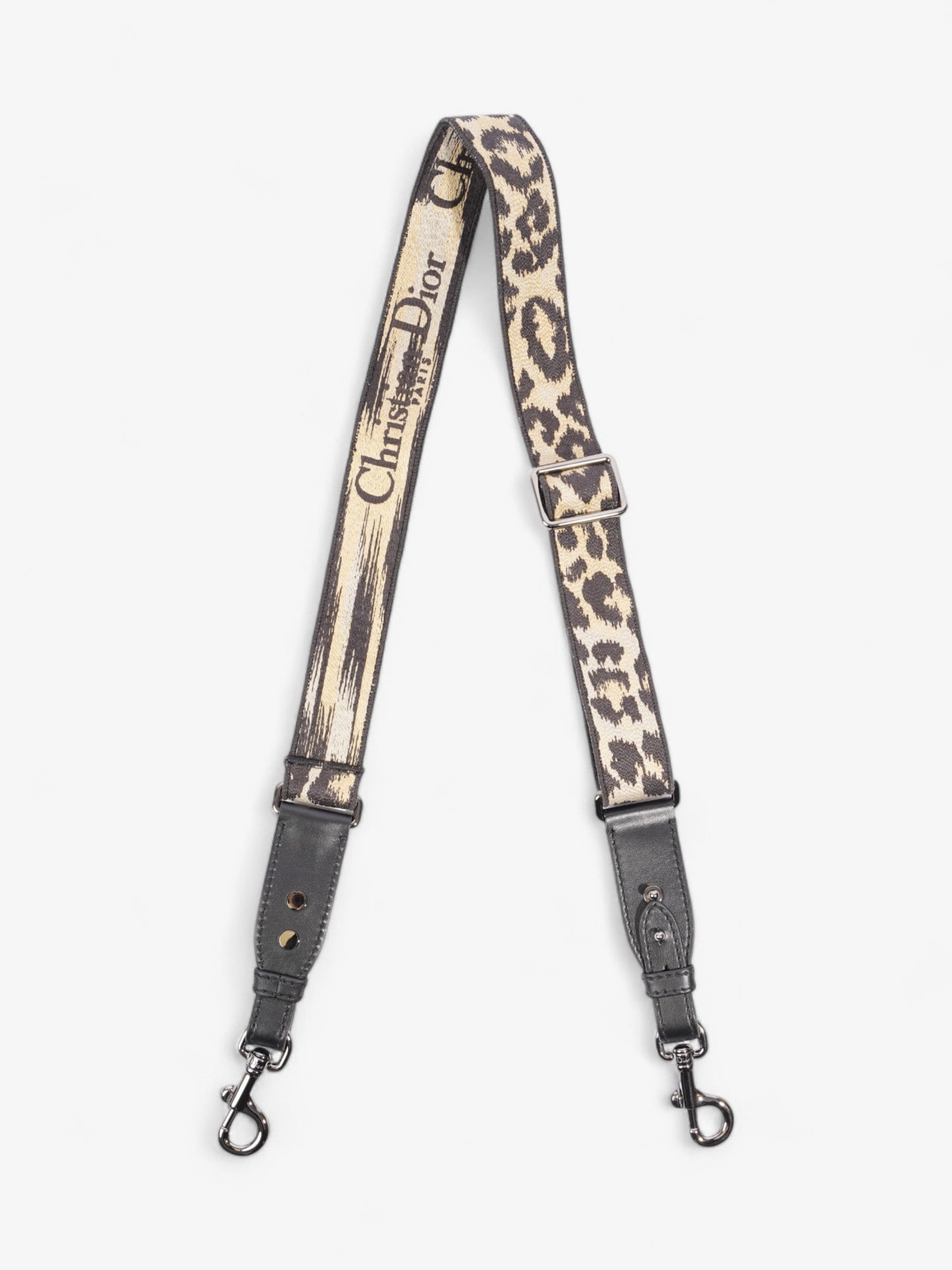 Dior Christian Animal Print Bag Strap Canvas Black Beige Travel Bag