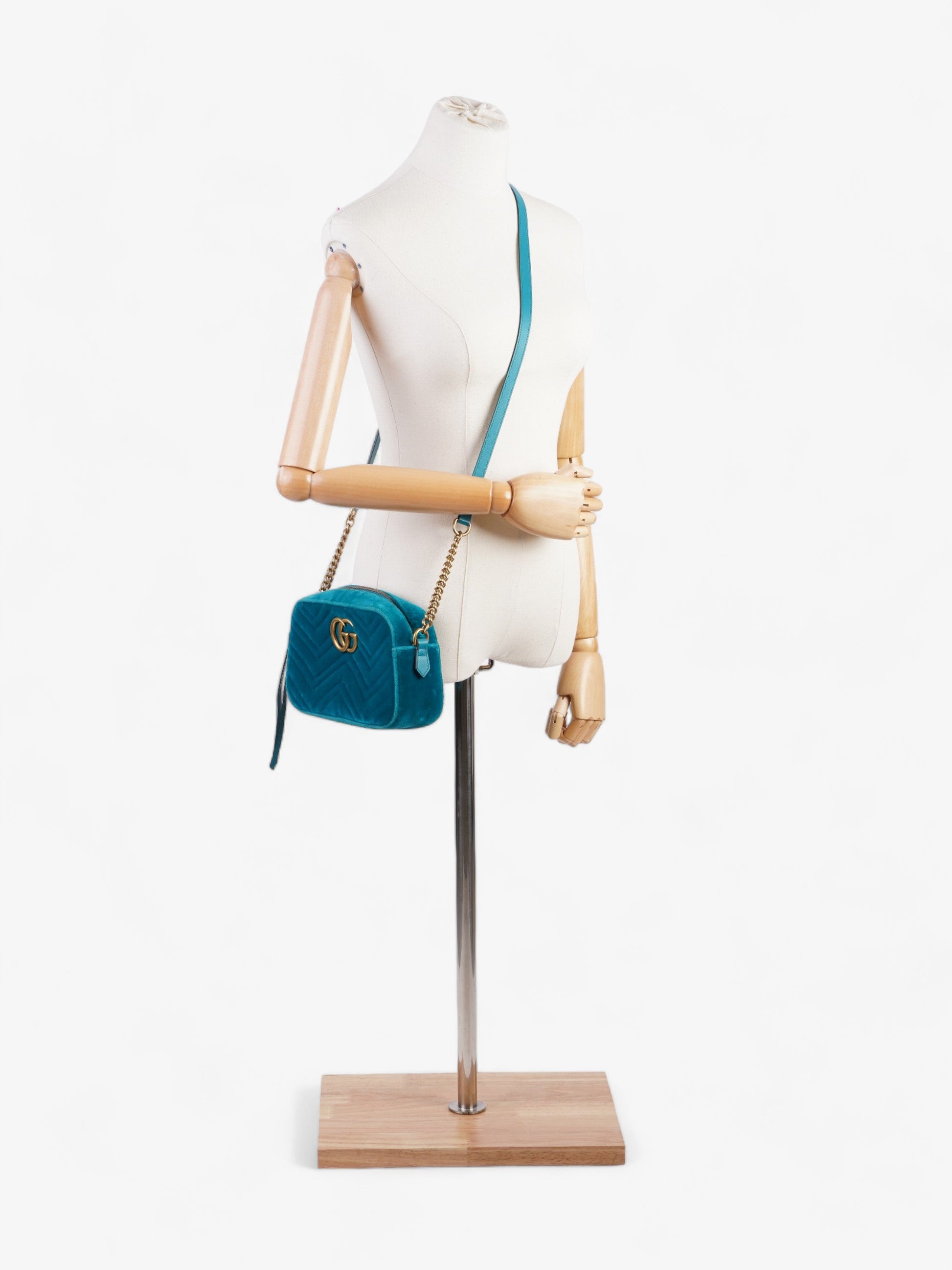Gucci Marmont Velvet Crossbody Bag Blue Small
