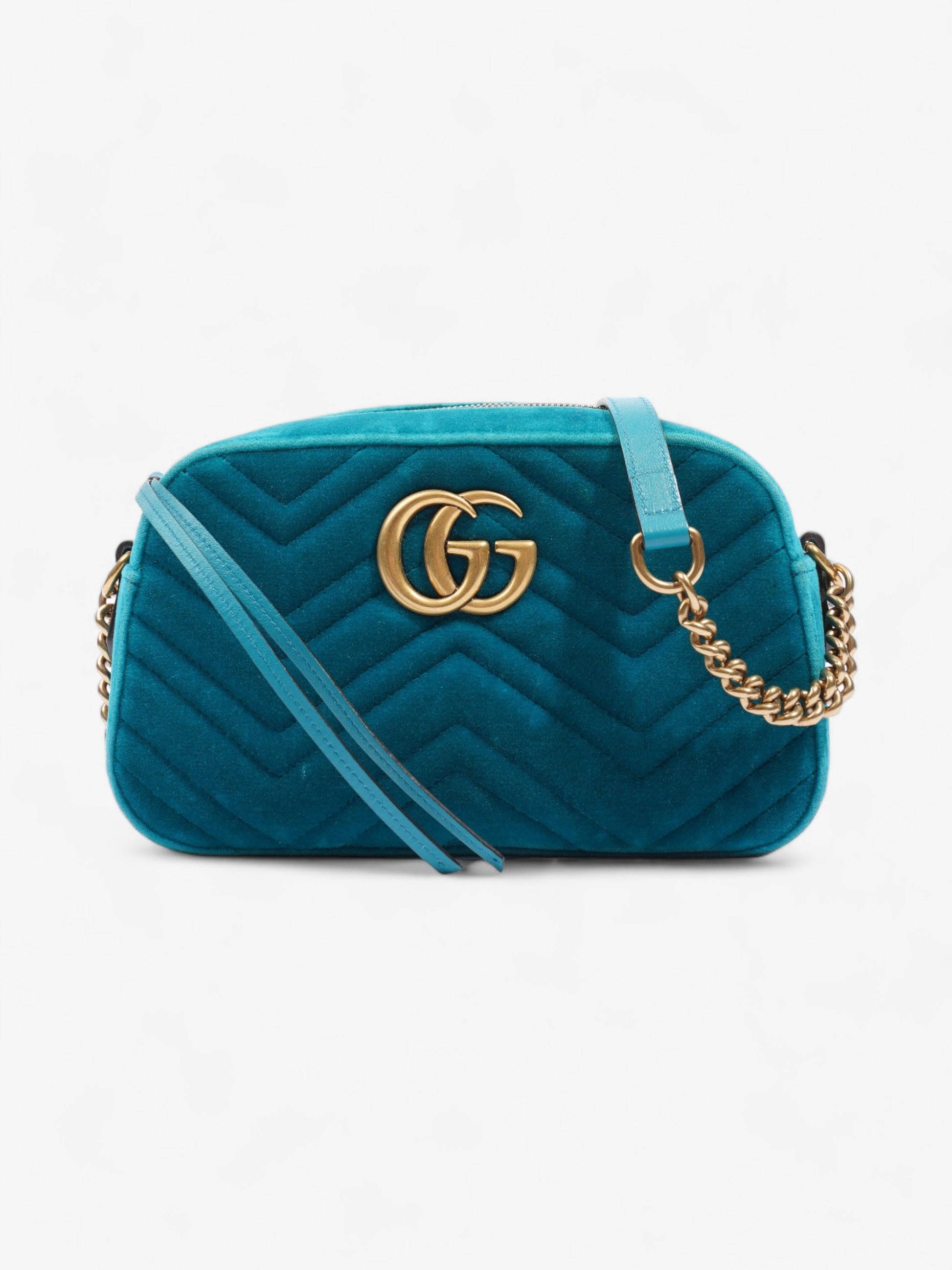 Gucci Marmont Velvet Crossbody Bag Blue Small