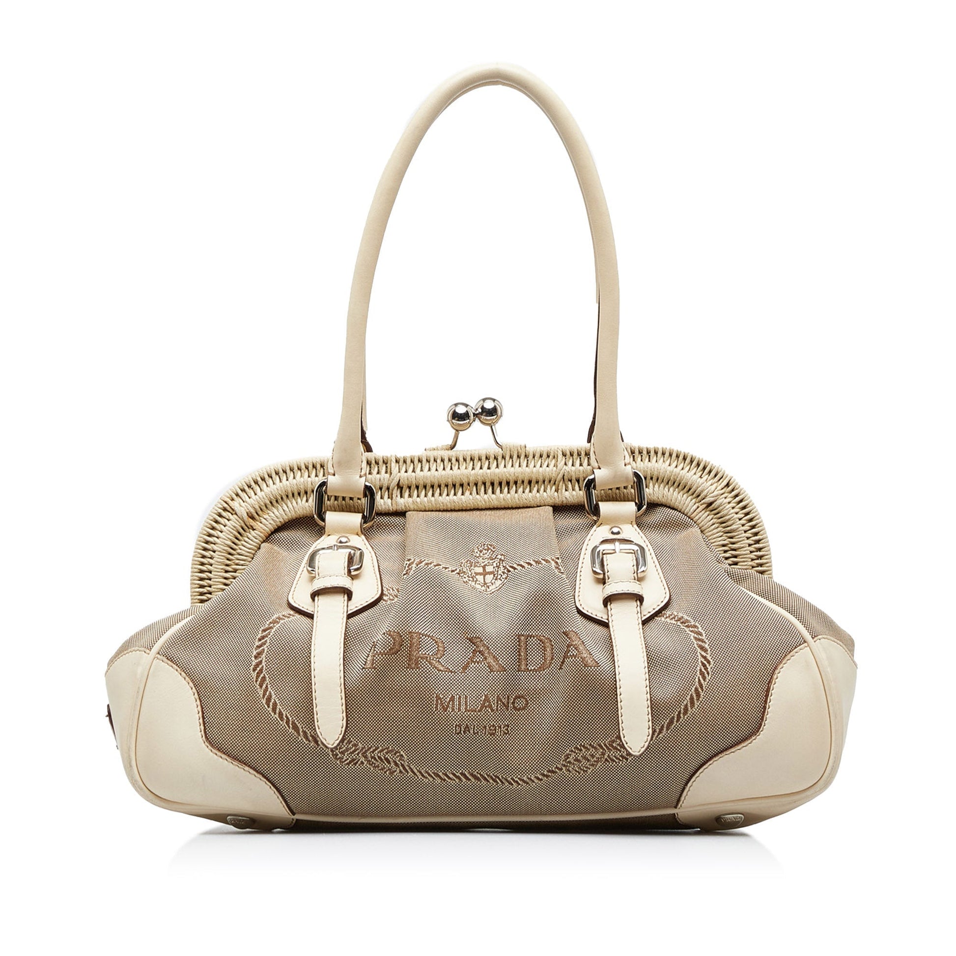 Prada Canapa Frame Handbag Logo Travel Bag