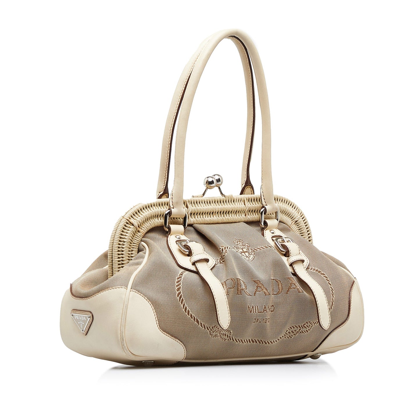 Prada Canapa Frame Handbag Logo Travel Bag
