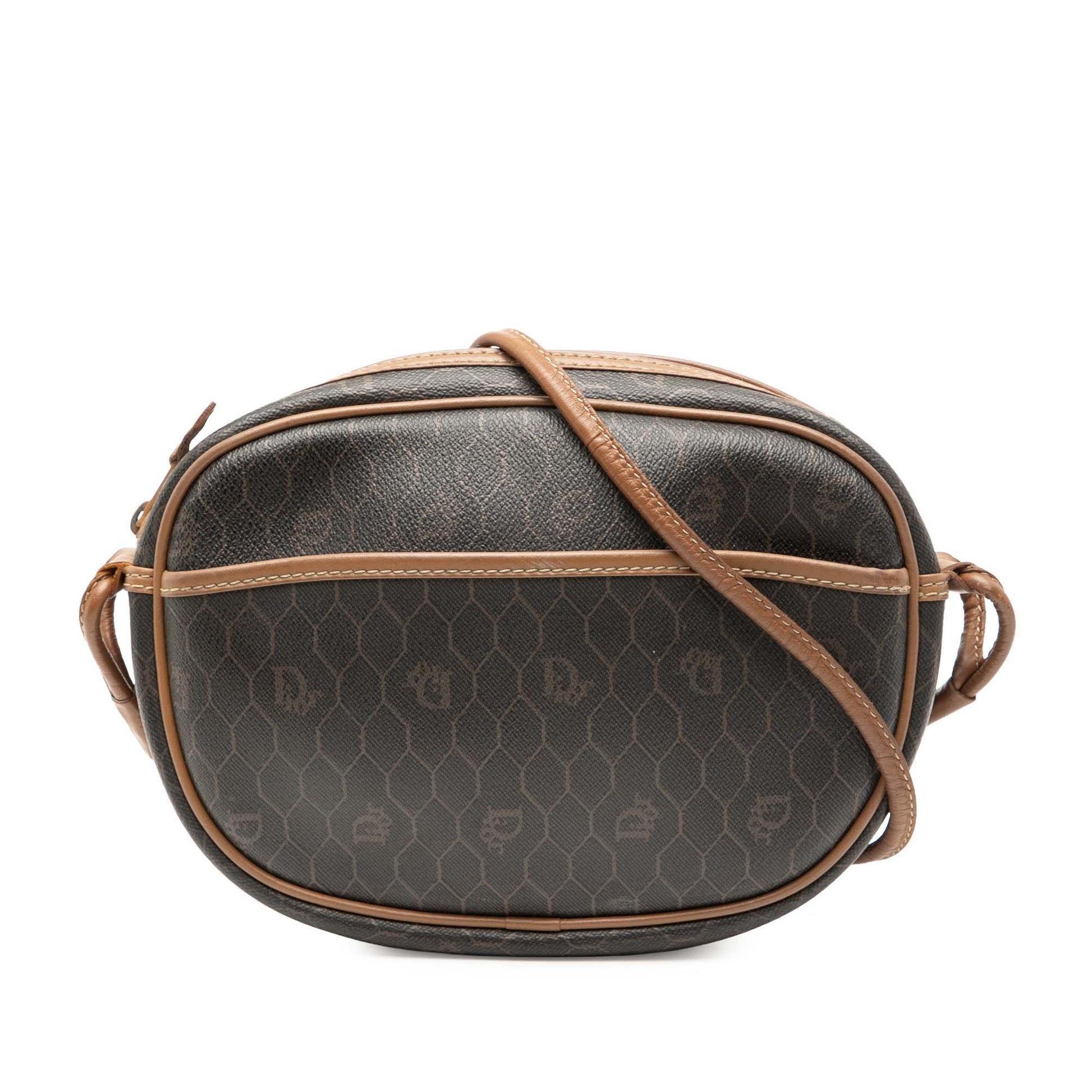 Dior Handbag Honeycomb Coated Crossbody Canvas Black Crossbody Bag