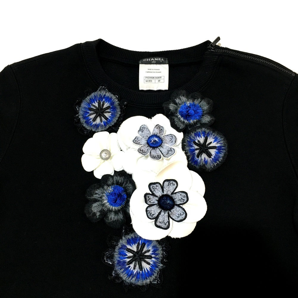Chanel sweat Cotton Wool x 15B camellia Black Blue Shoulder Bag