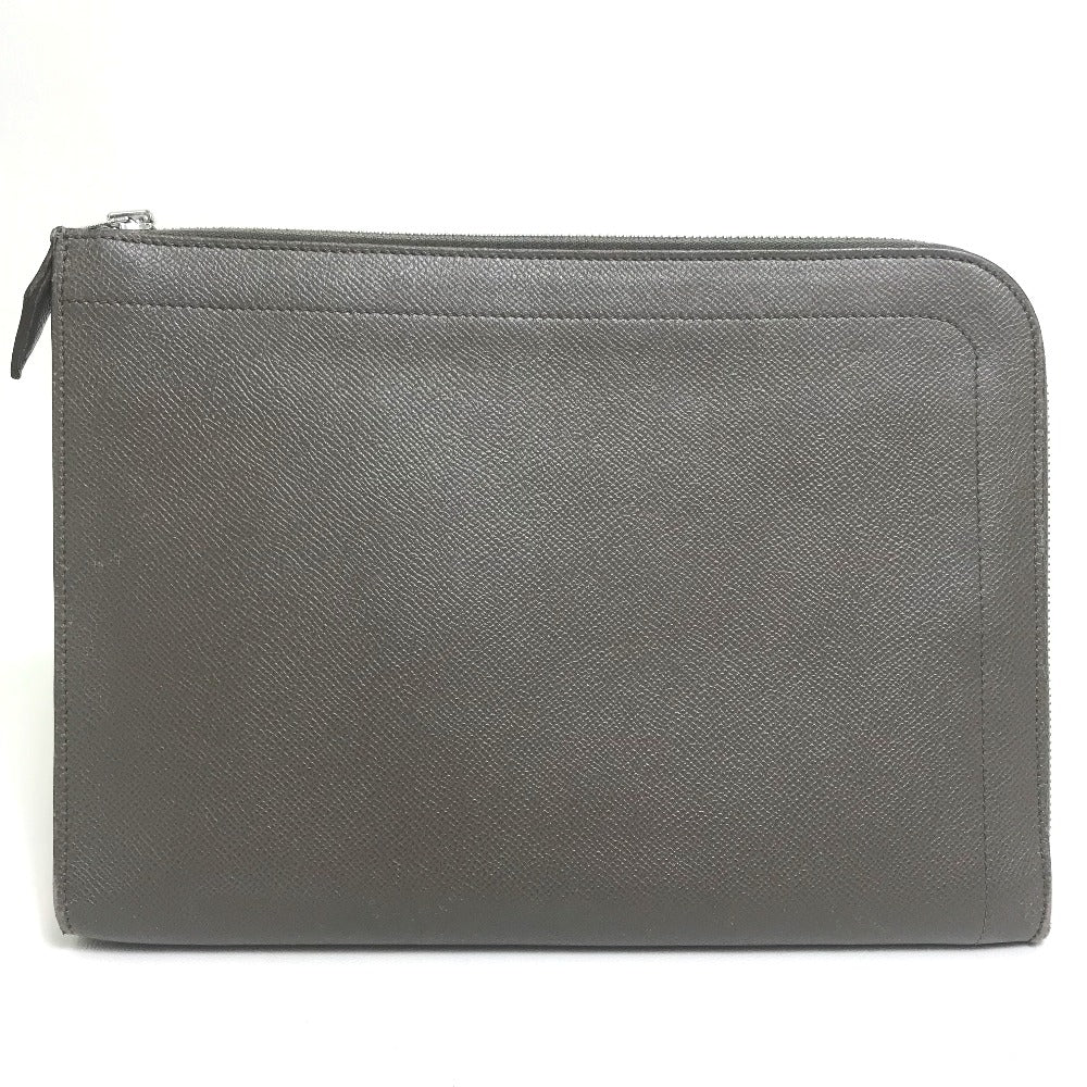 Hermes Clutch Bag Epsom Type Shaped Fastener Computer Gray Zip