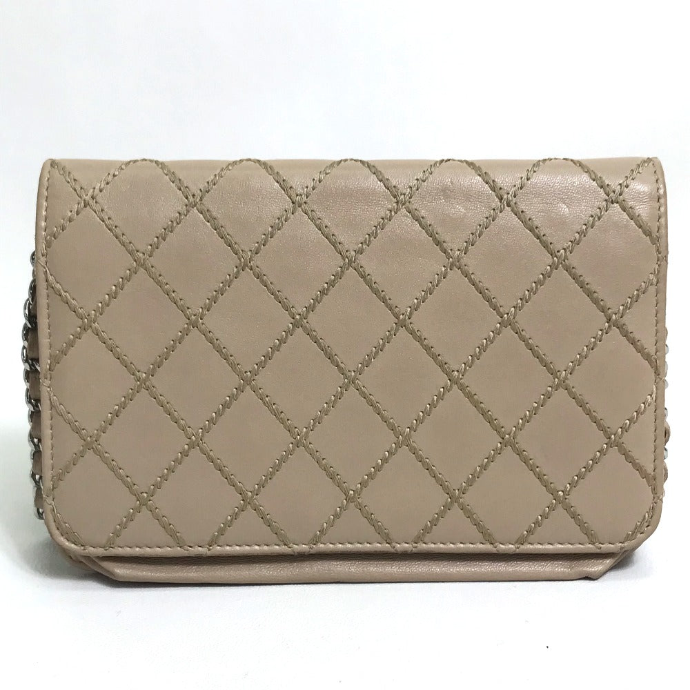 CHANEL Long Wallet Purse lambskin beige CC COCO Mark Matelasse Design Women  