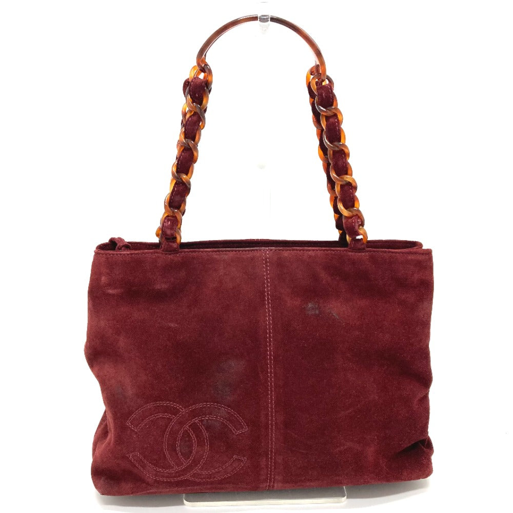 CHANEL Shoulder Bag suede Bordeaux CC COCO Mark Plastic Chain Women  