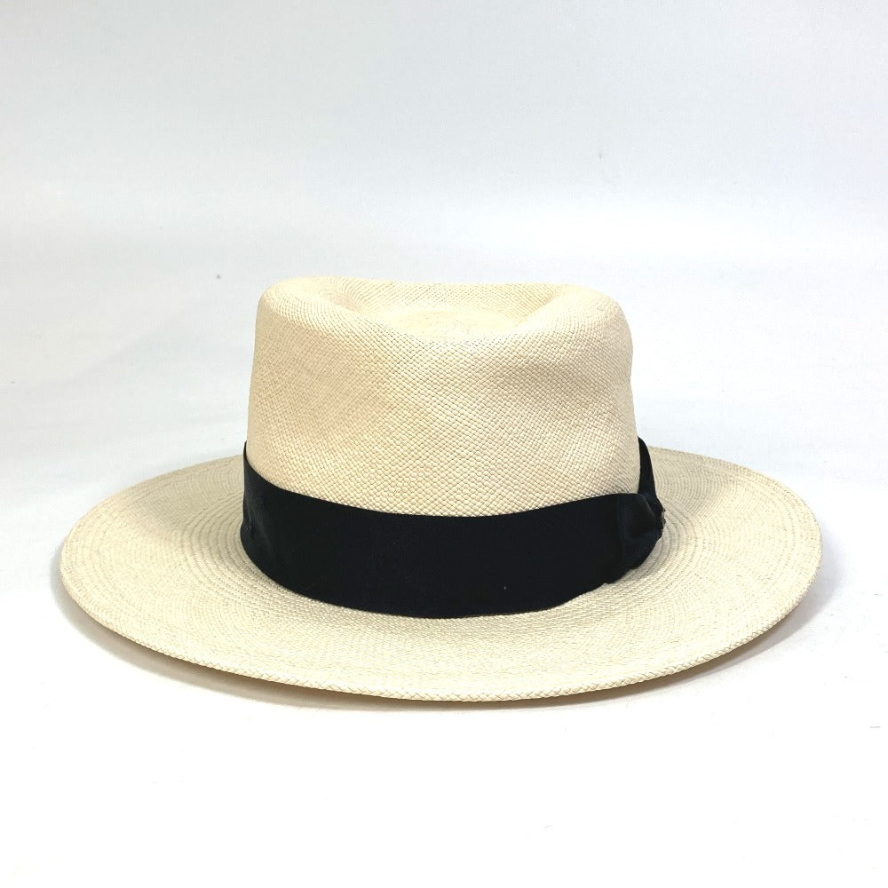 Chanel hat straw CC COCO Mark Grosgrain Beige