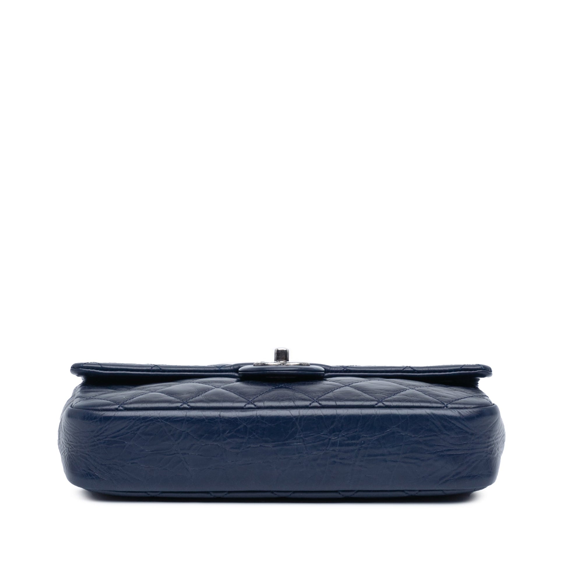 Blue Chanel Medium Aged Calfskin Duo Color Flap Crossbody Bag