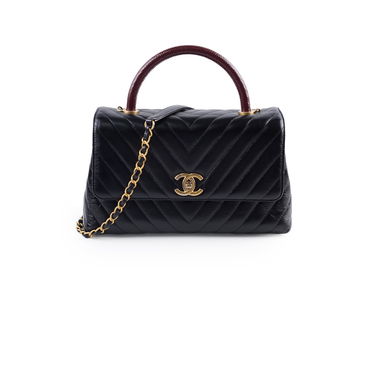 Chanel Medium Chevron Coco Handle Black