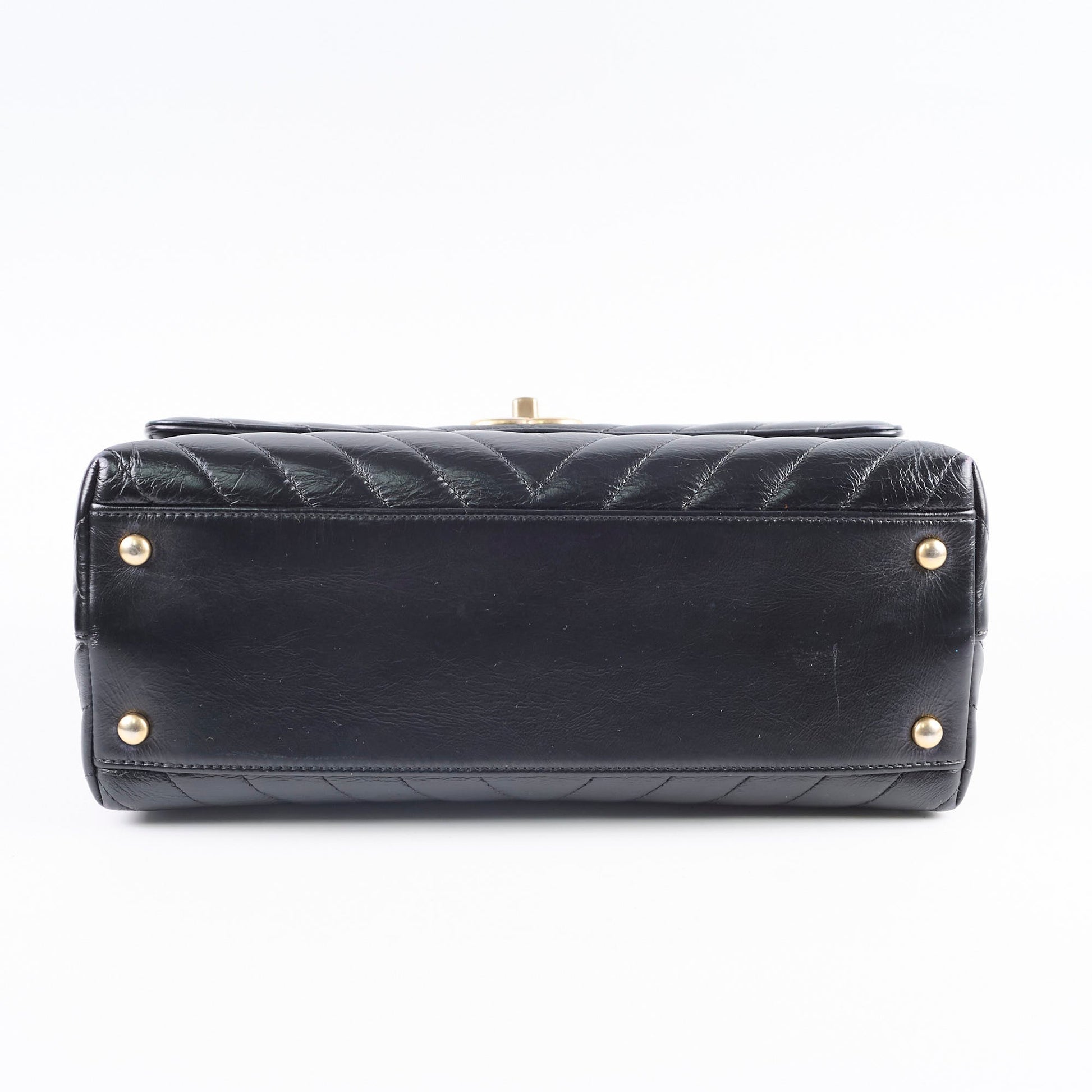 Chanel Medium Chevron Coco Handle Black