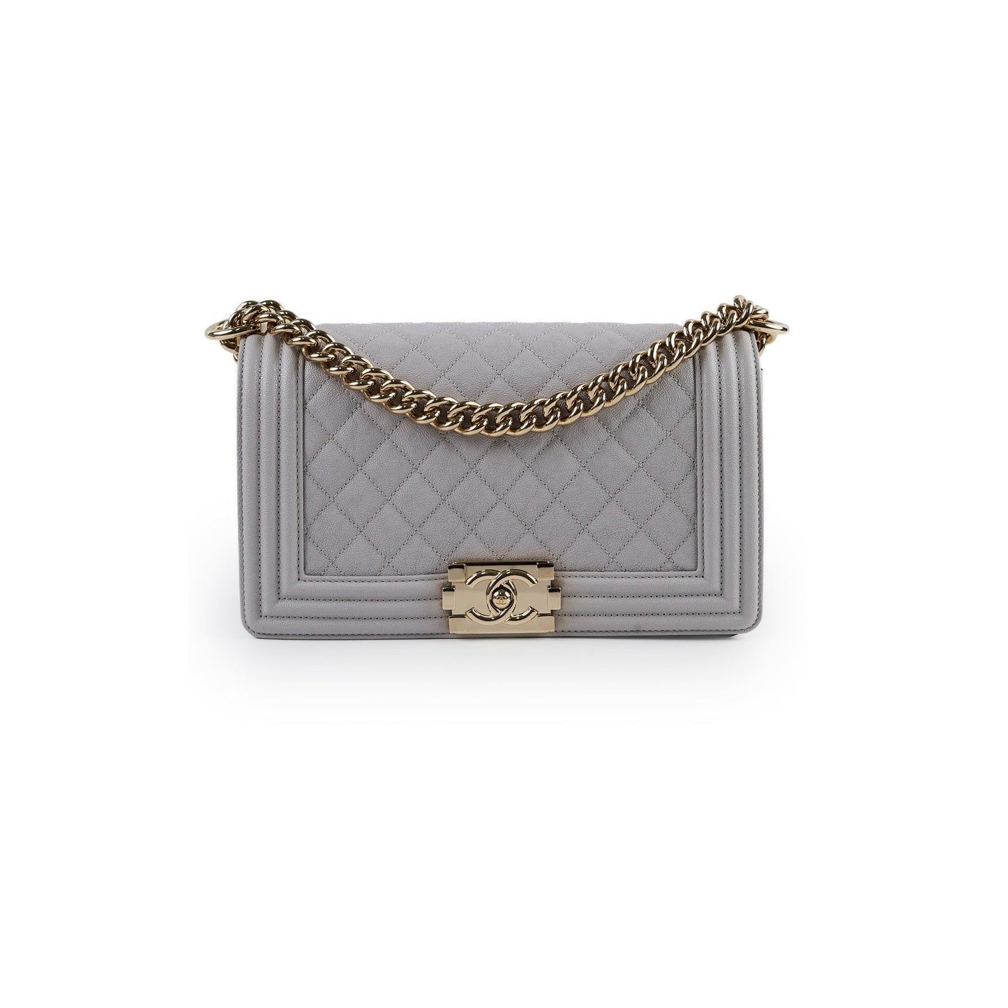 Chanel Boy Bag Old Medium Grey Caviar