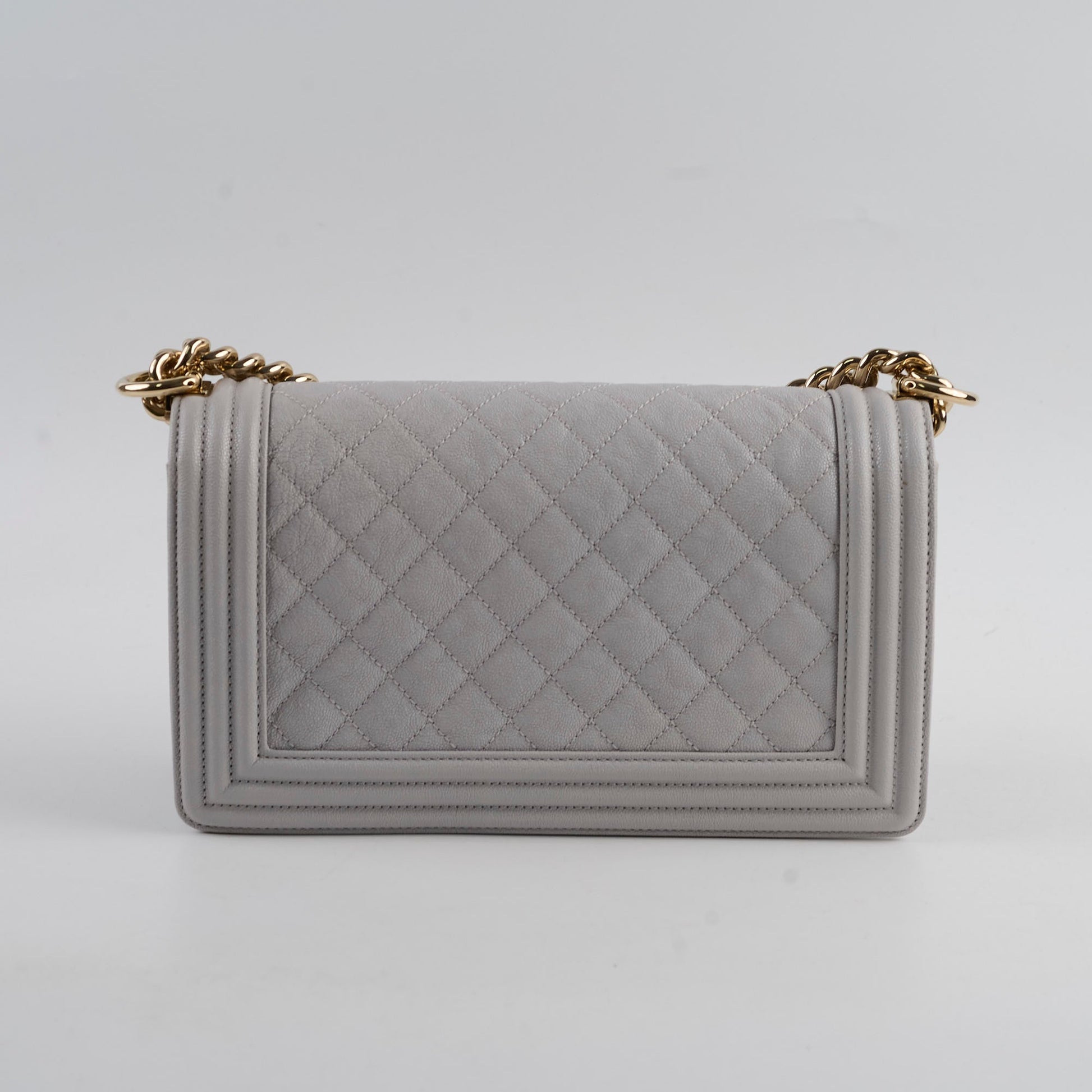 Chanel Boy Bag Old Medium Grey Caviar