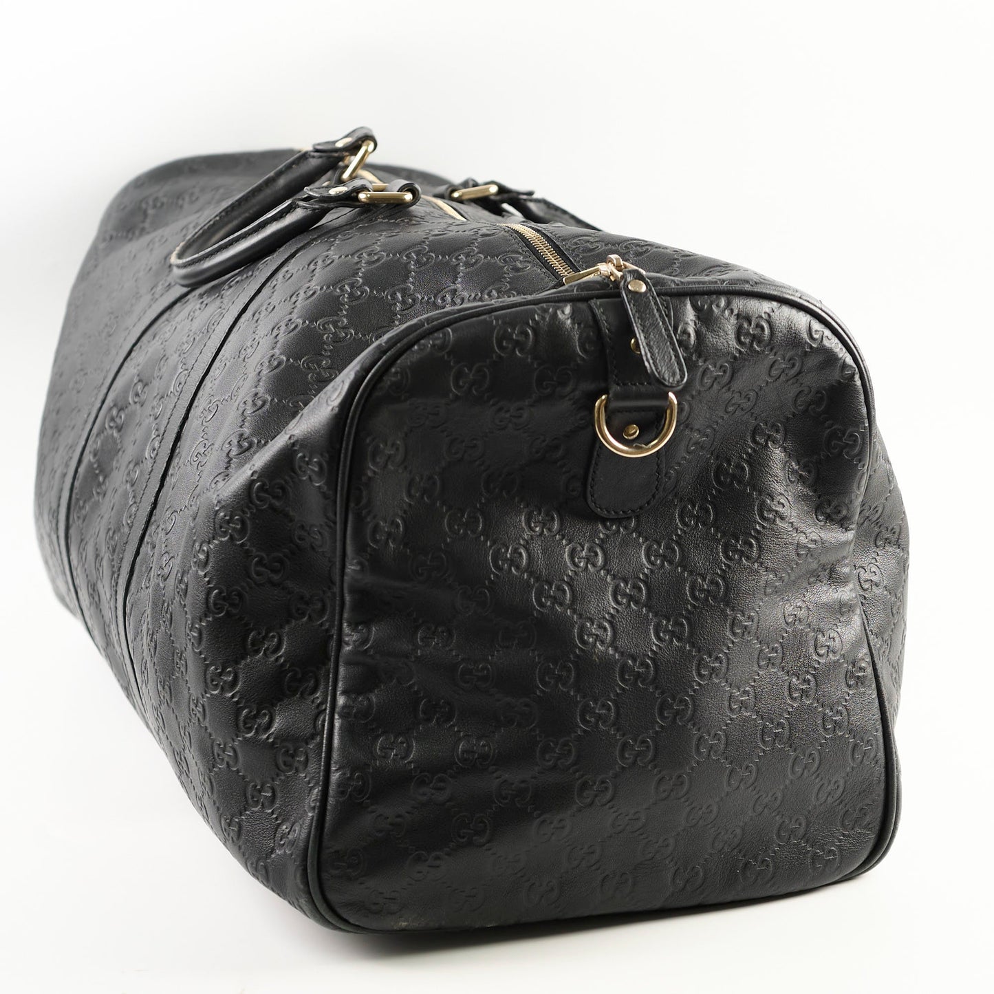 Gucci Duffle Travel Bag Leather Black