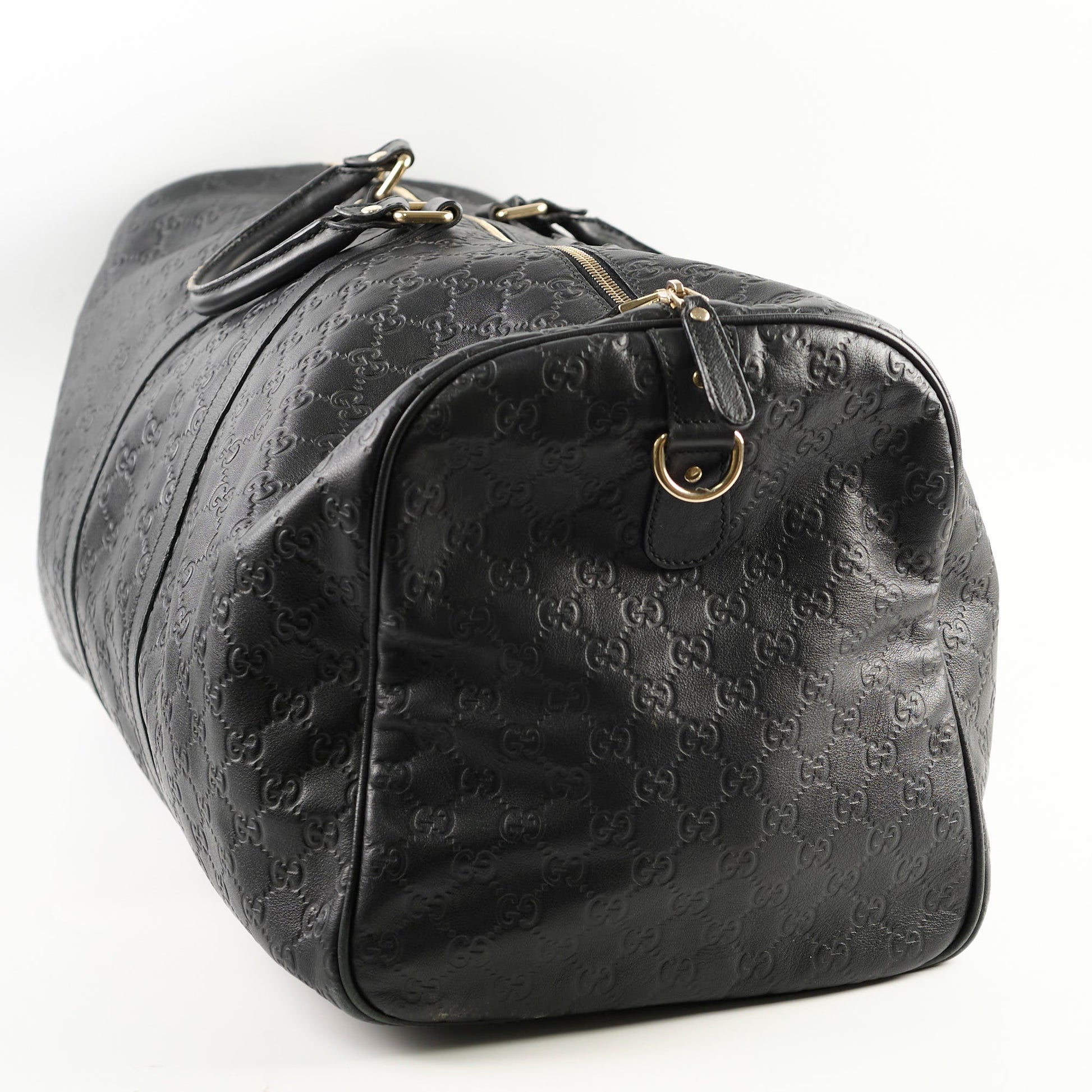 Gucci Duffle Travel Bag Leather Black