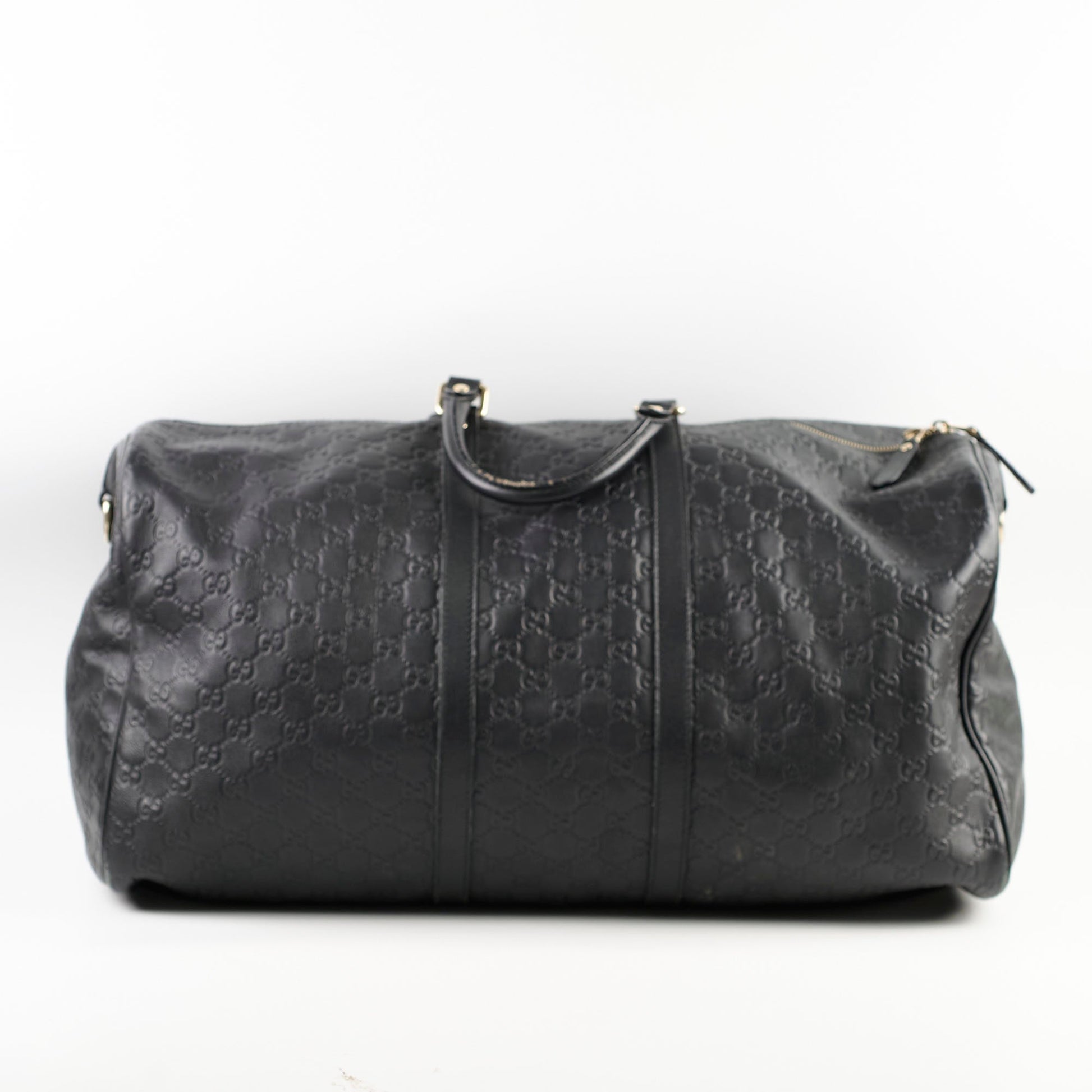 Gucci Duffle Travel Bag Leather Black