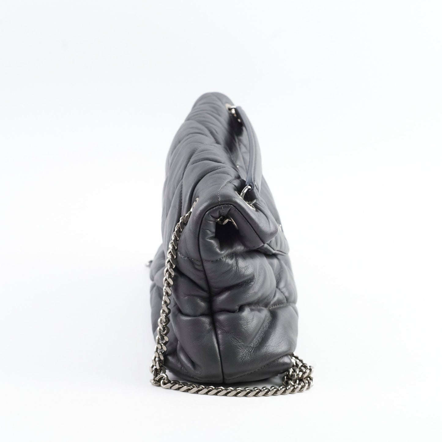 YSL Saint Laurent Puffer Grey Crossbody Bag Gray Small
