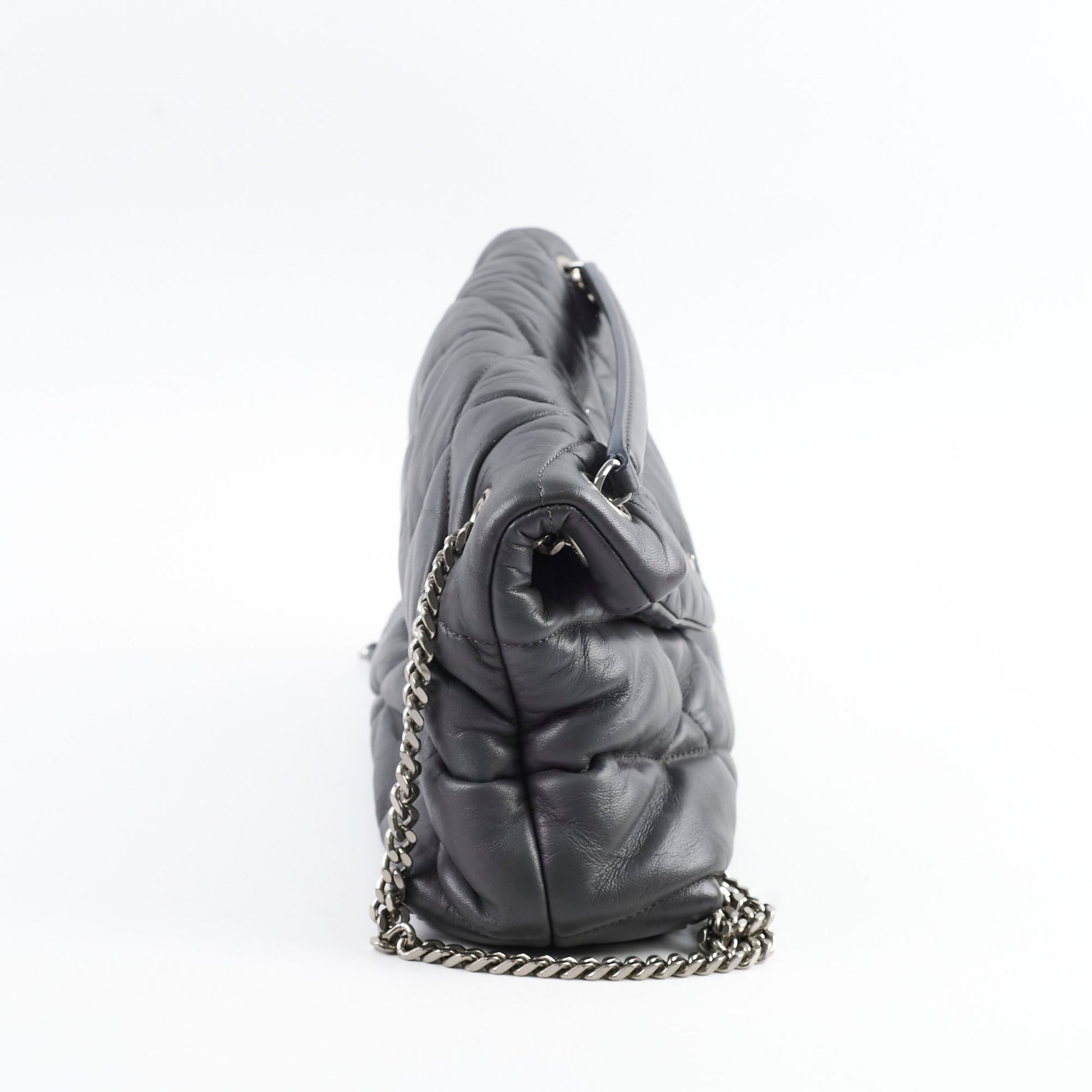 YSL Saint Laurent Puffer Grey Crossbody Bag Gray Small