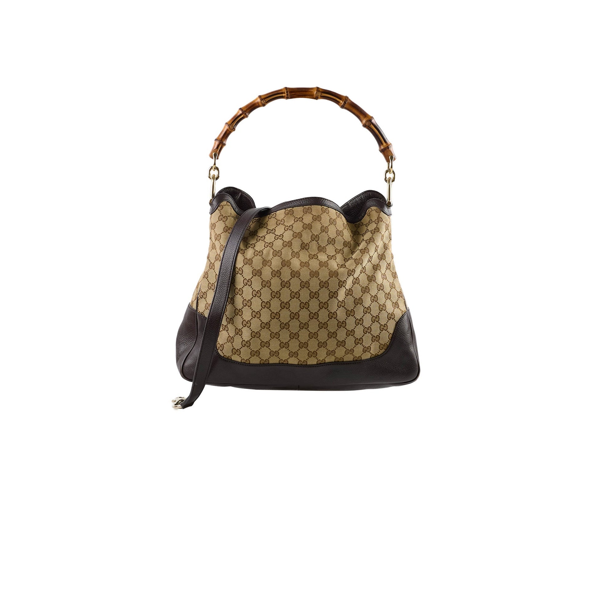 Gucci Bamboo Shoulder Bag Canvas Brown