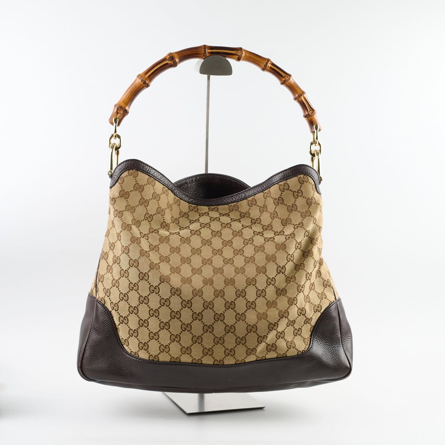 Gucci Bamboo Shoulder Bag Canvas Brown