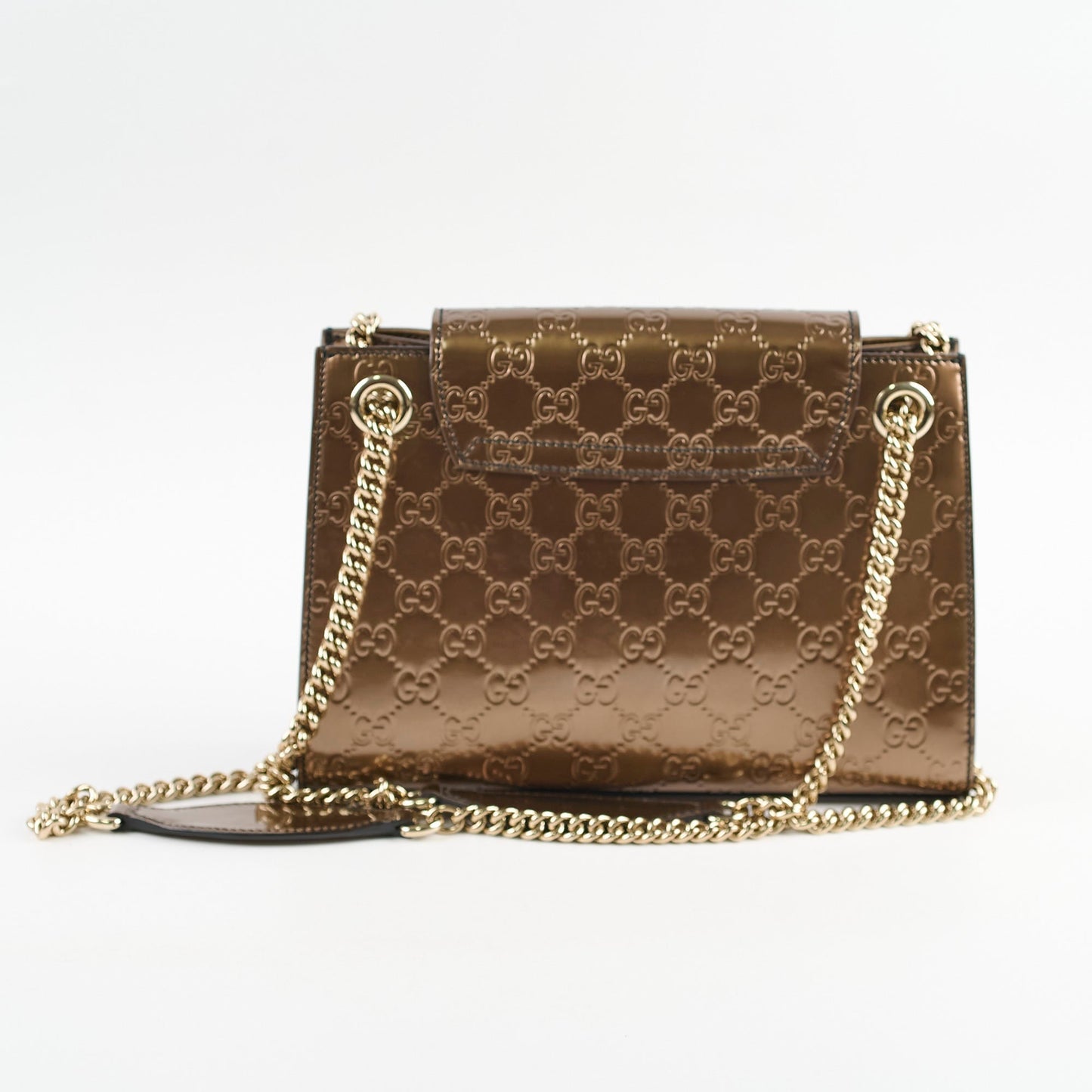 Gucci Patent Shoulder Bag Brown Chain Crossbody Bag