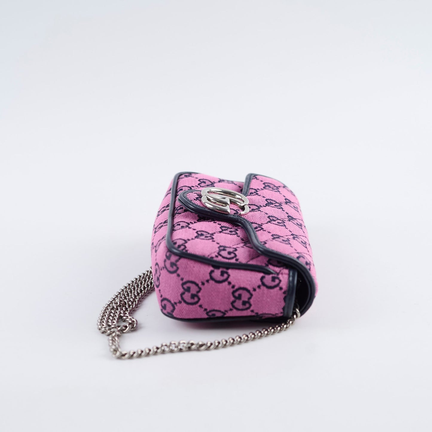 Gucci Supermini Marmont Crossbody Bag Canvas Pink