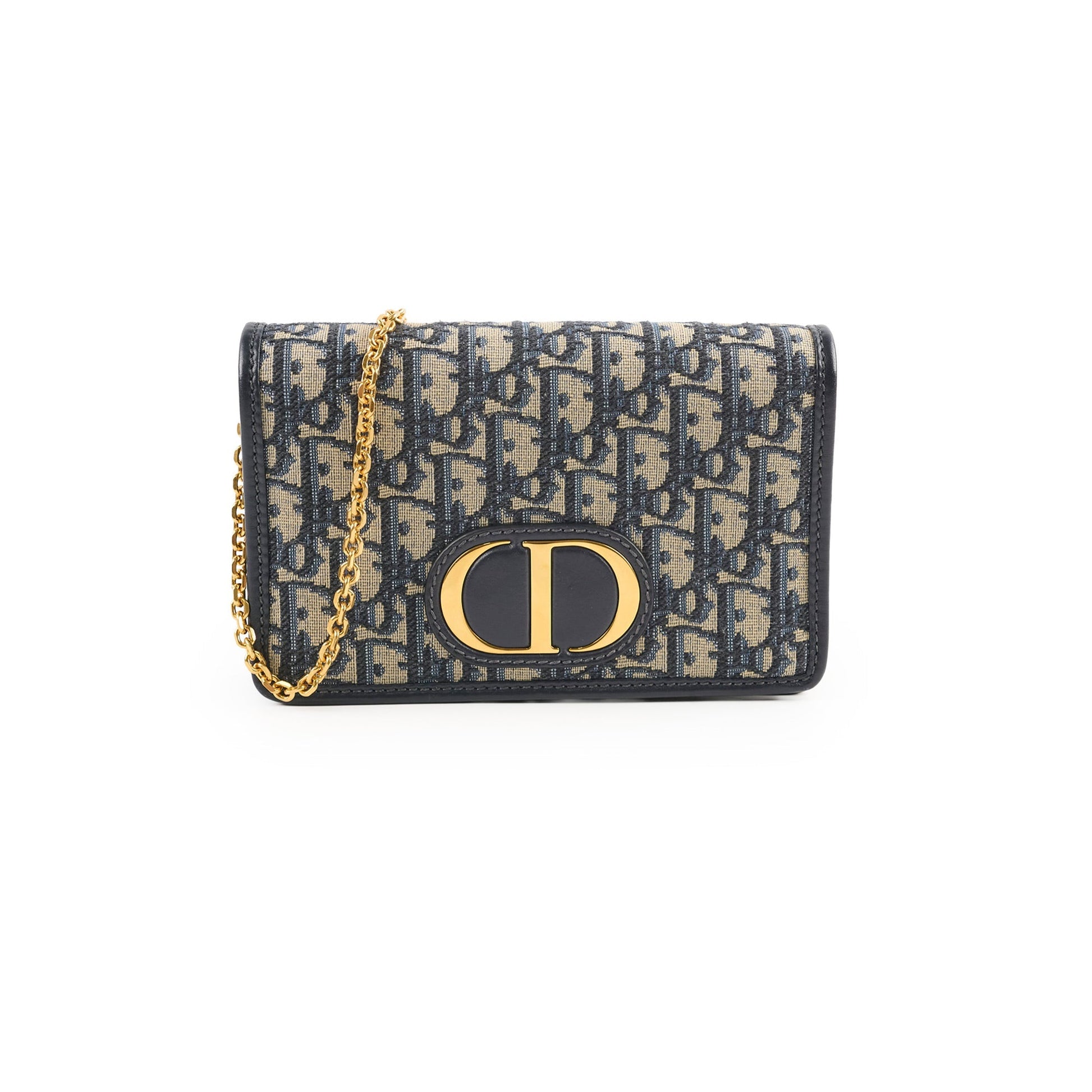 Dior Christian Montaigne Belt Bag With Navy Chain
