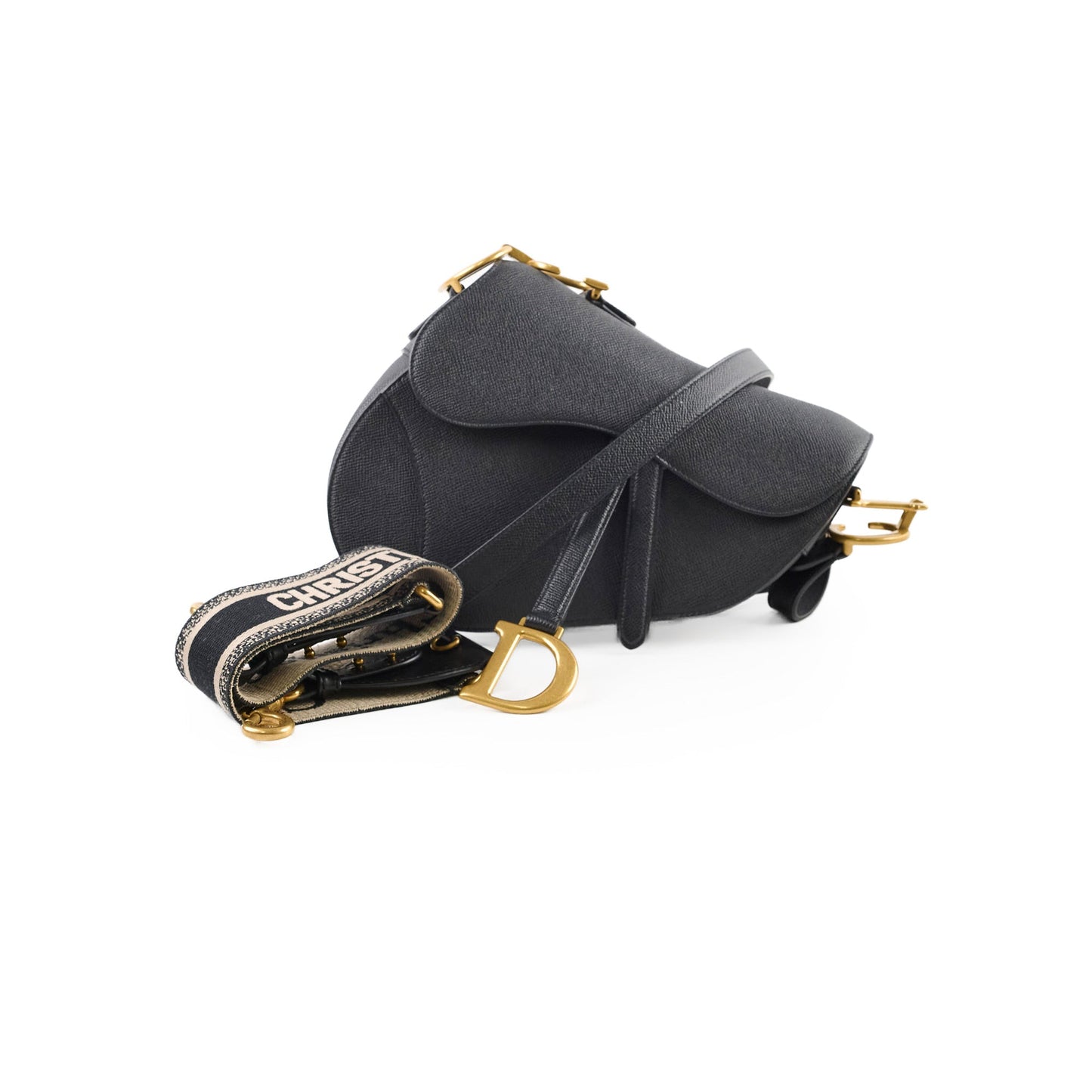 Dior Christian Saddle Bag Black Crossbody Bag