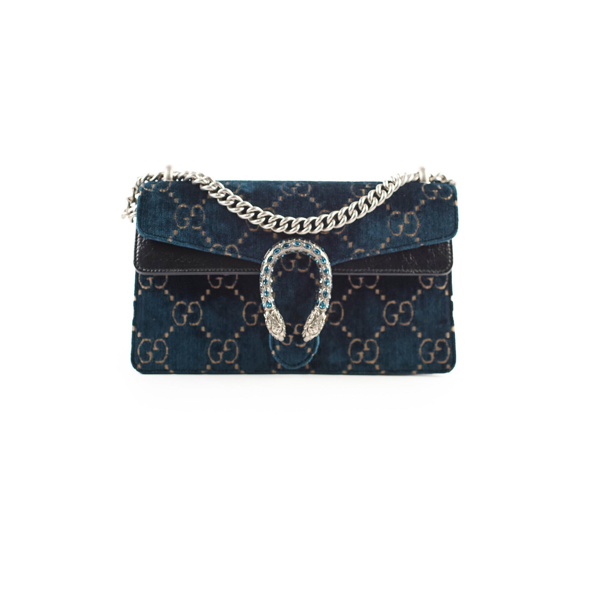 Gucci Dionysus Shoulder Bag Navy Velvet Small Crossbody Bag