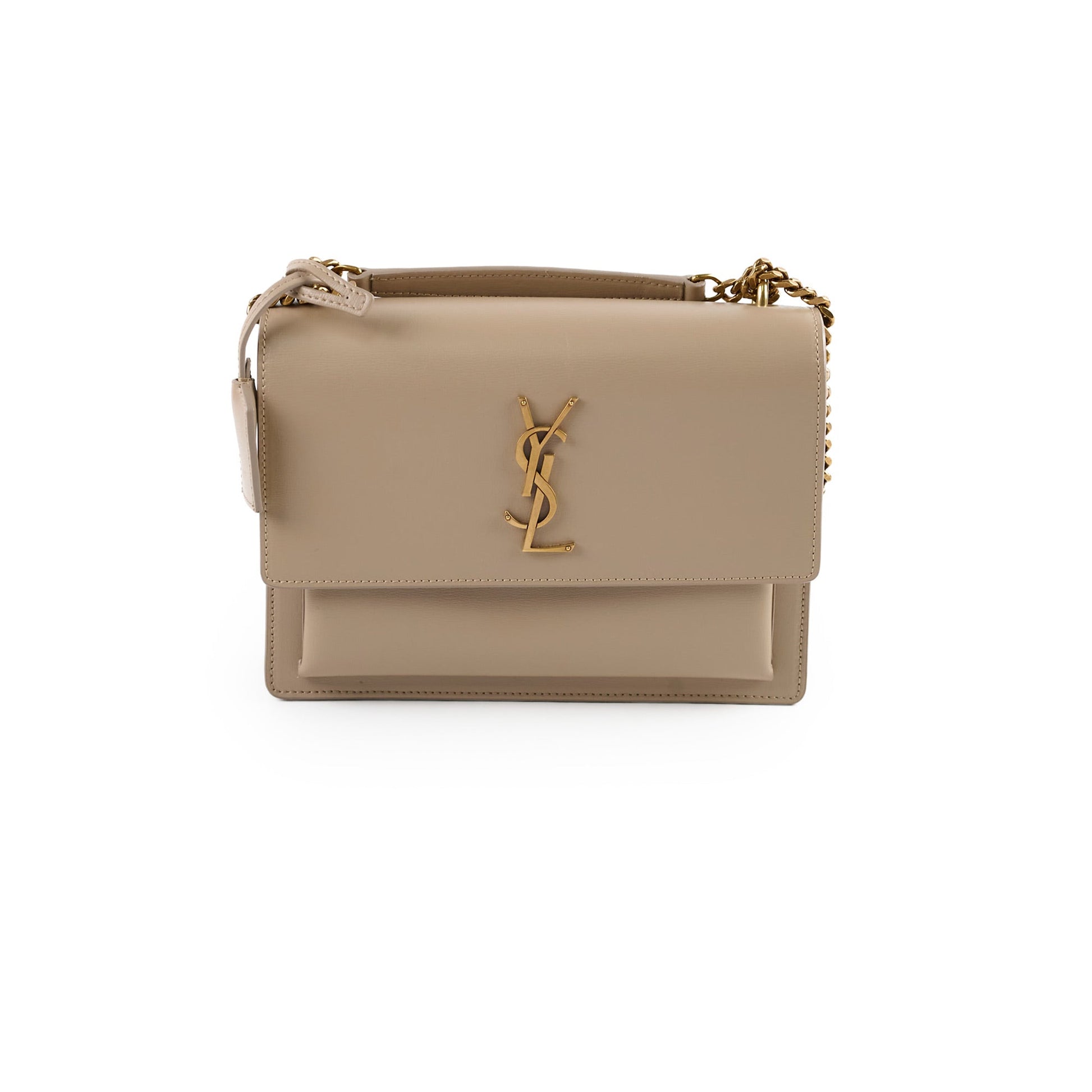 YSL Saint Laurent Sunset Crossbody Bag Beige Small
