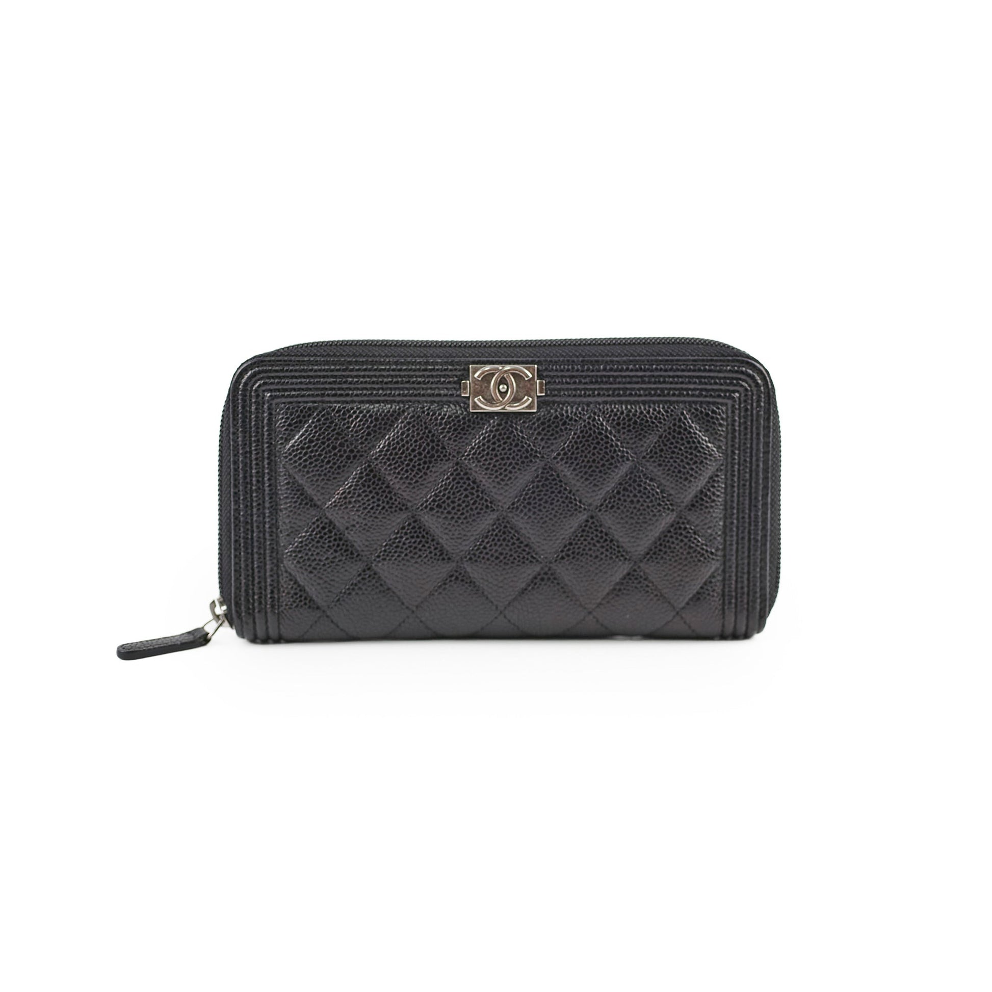 Chanel Boy Caviar Long Wallet Black
