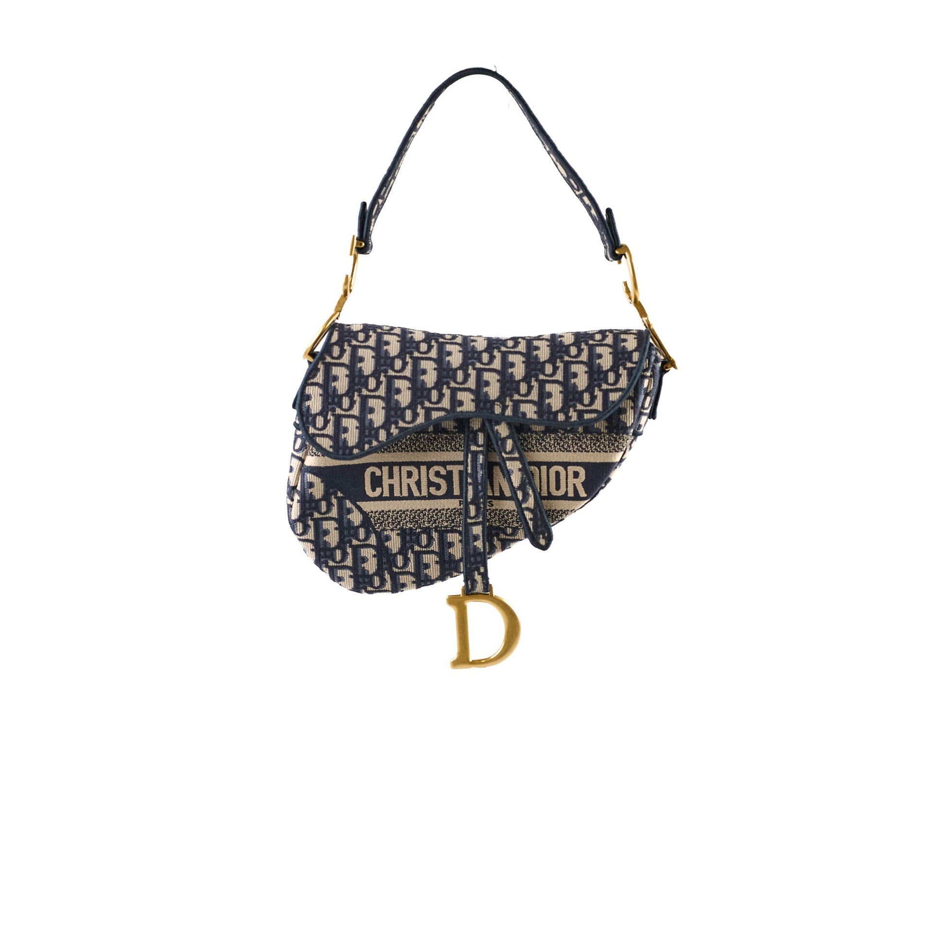 Dior Christian Oblique Saddle Bag Navy Shoulder Bag