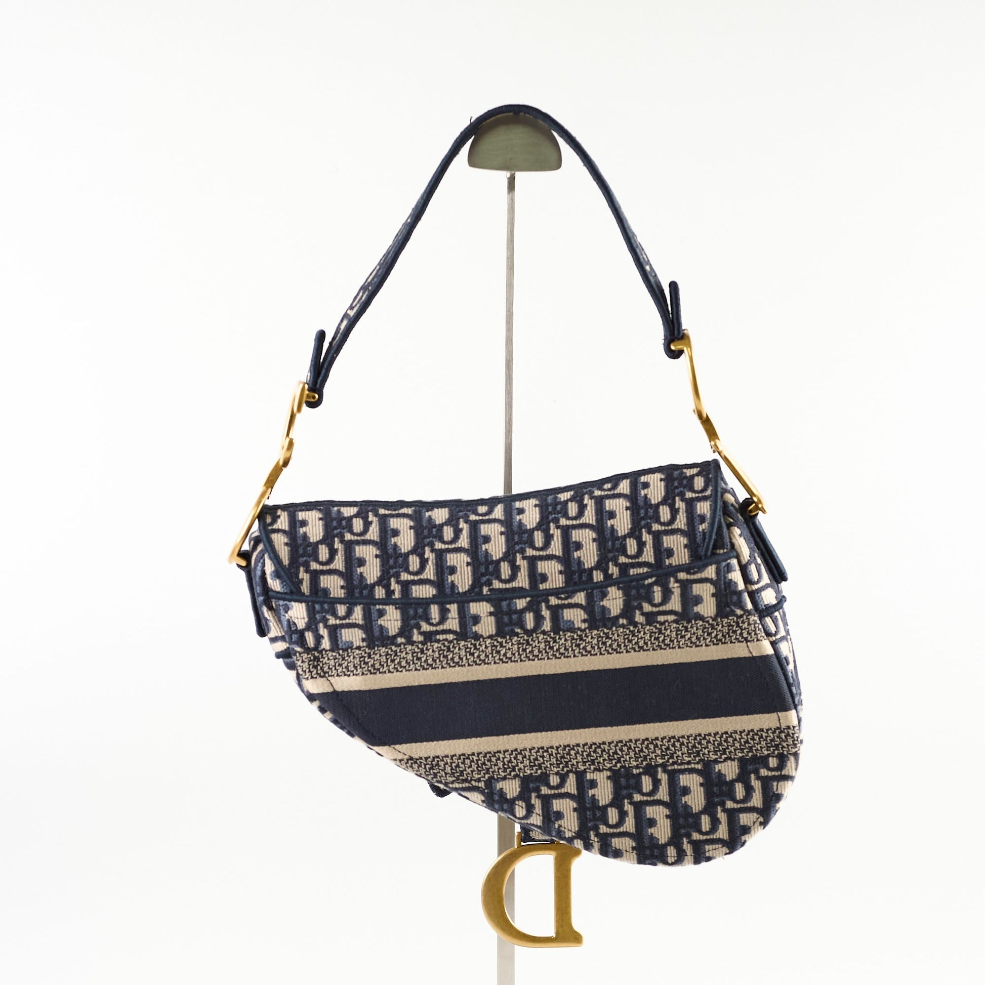 Dior Christian Oblique Saddle Bag Navy Shoulder Bag