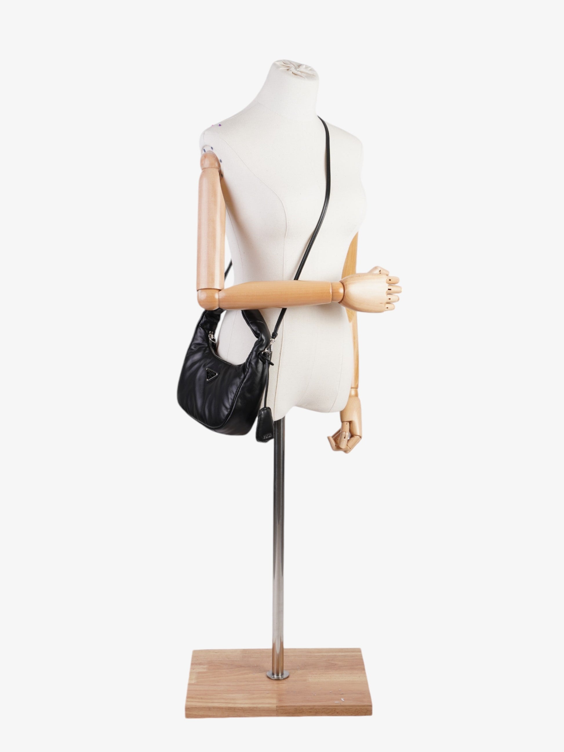 Prada Soft Padded Shoulder Bag Nappa Leather Black