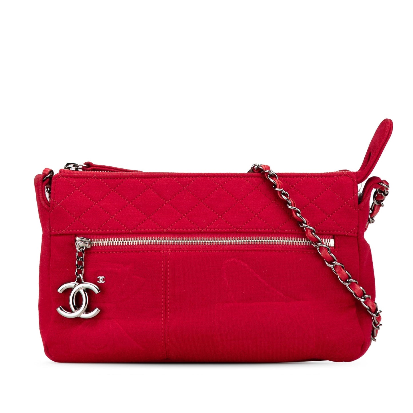 Red Chanel Quilted Jersey Hawaii Crossbody