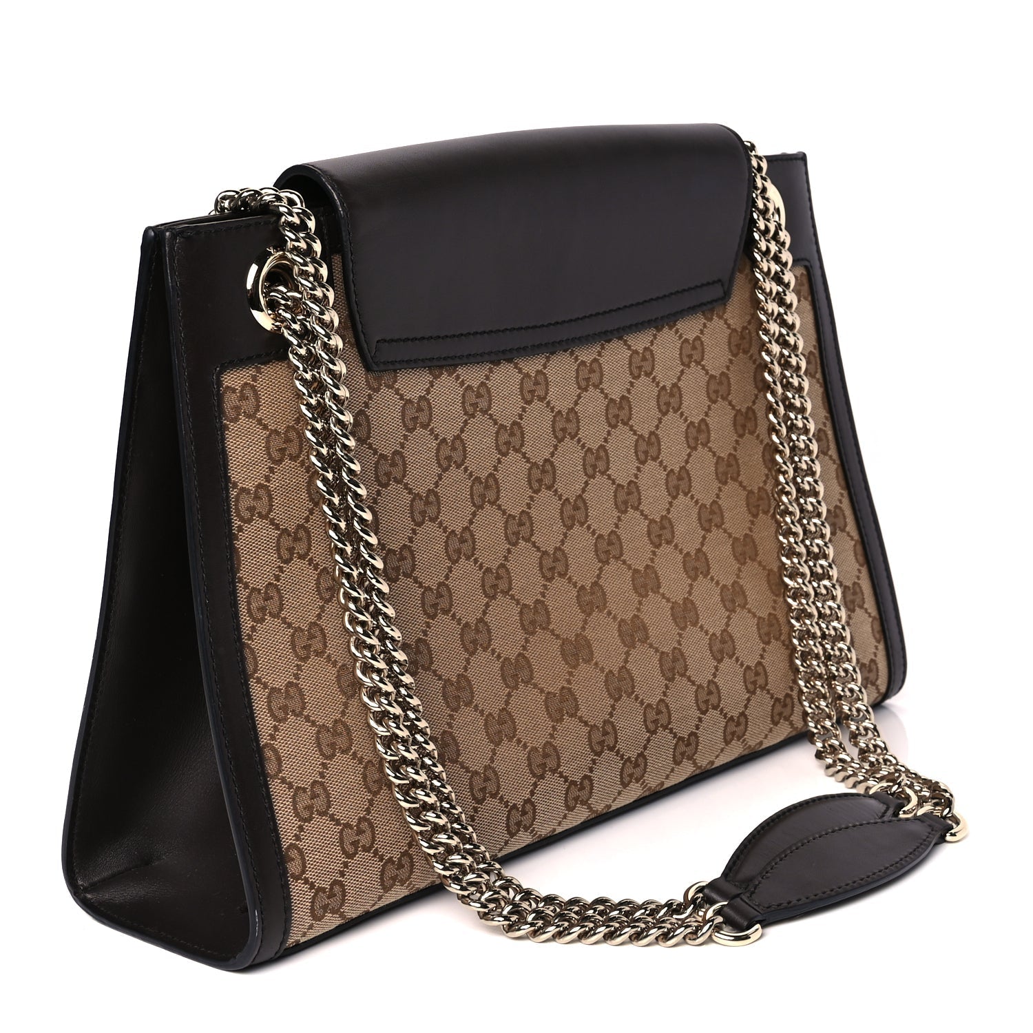 Gucci Monogram Margaux Calfskin Large Emily Chain Shoulder Bag Beige Ebony Cocoa