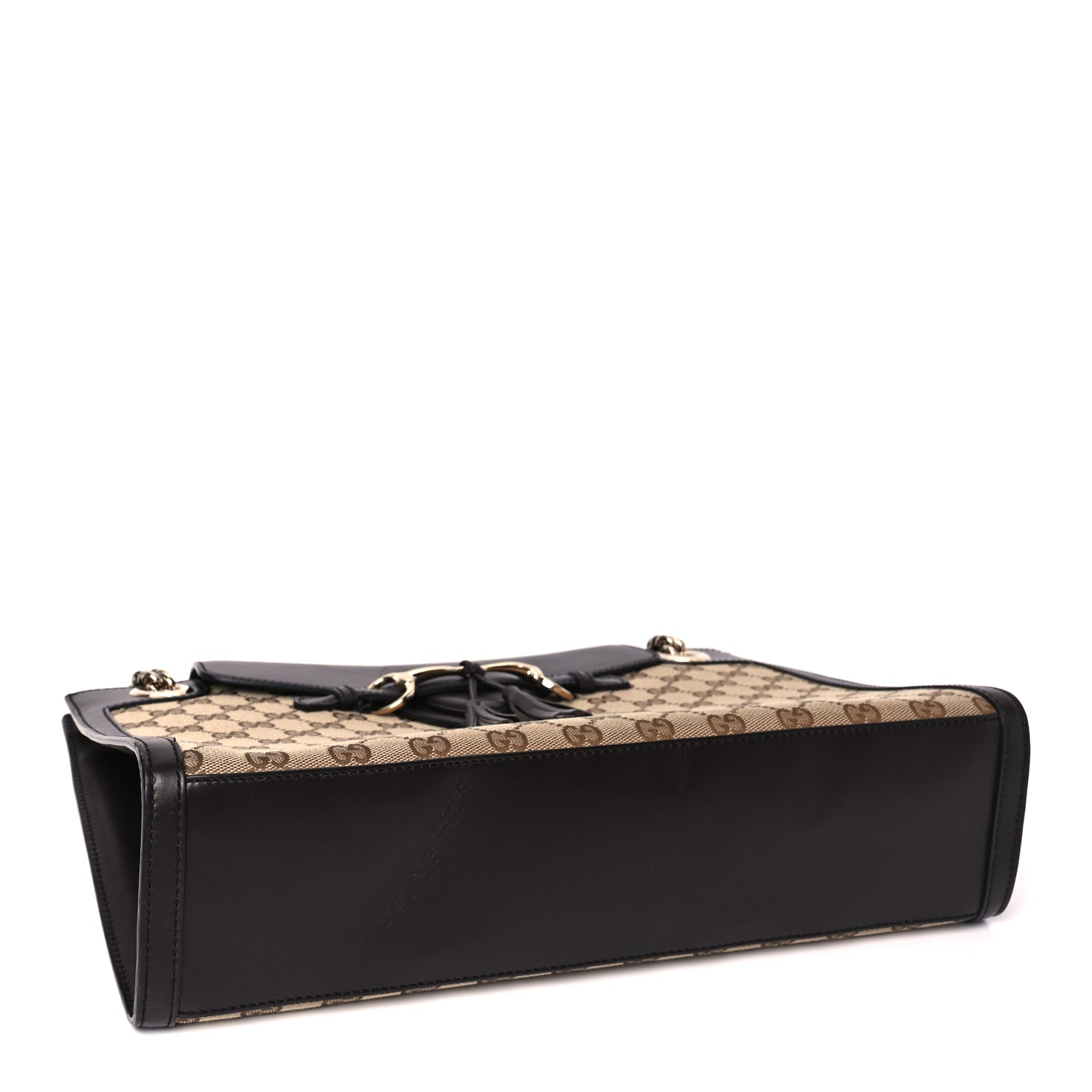 Gucci Monogram Margaux Calfskin Large Emily Chain Shoulder Bag Beige Ebony Cocoa