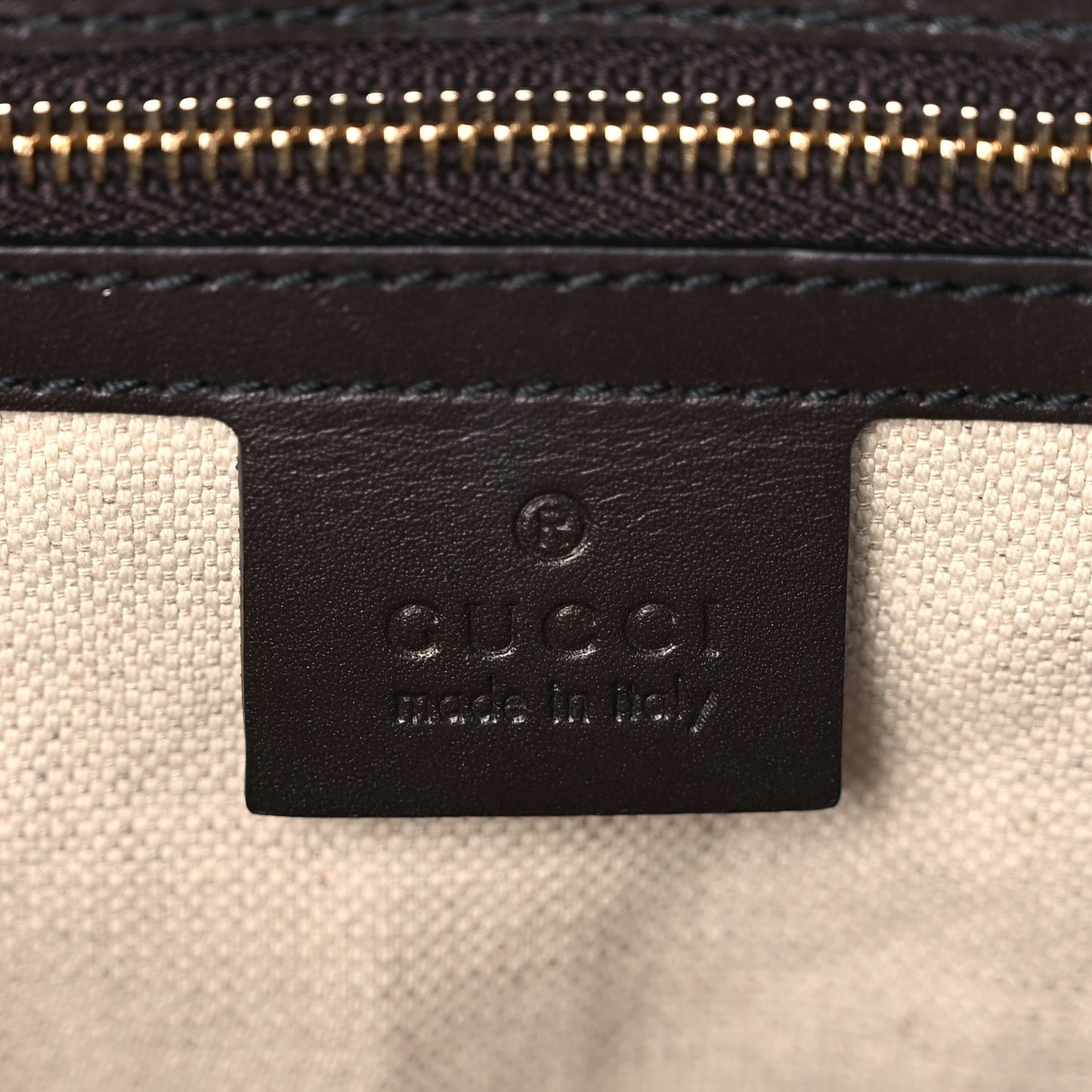 Gucci Monogram Margaux Calfskin Large Emily Chain Shoulder Bag Beige Ebony Cocoa