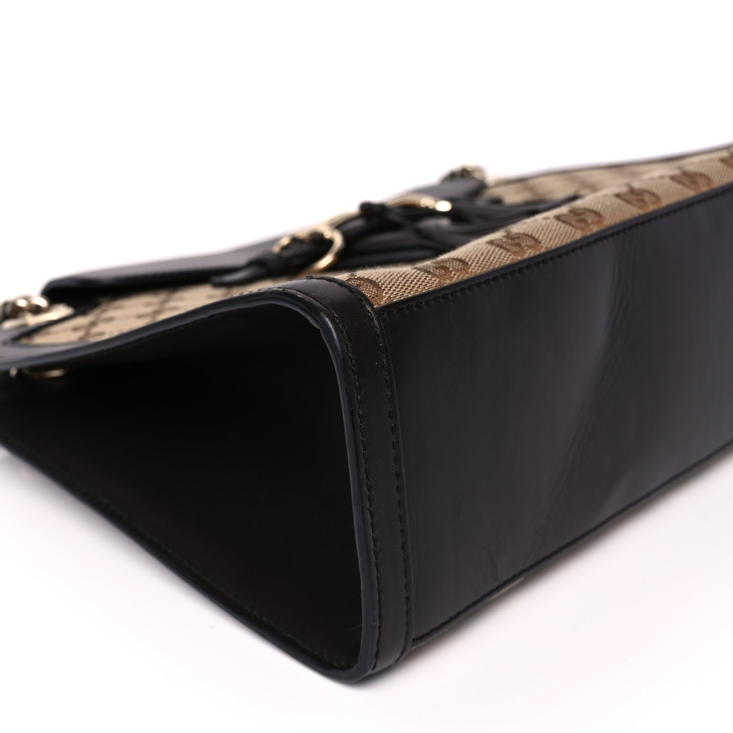 Gucci Monogram Margaux Calfskin Large Emily Chain Shoulder Bag Beige Ebony Cocoa