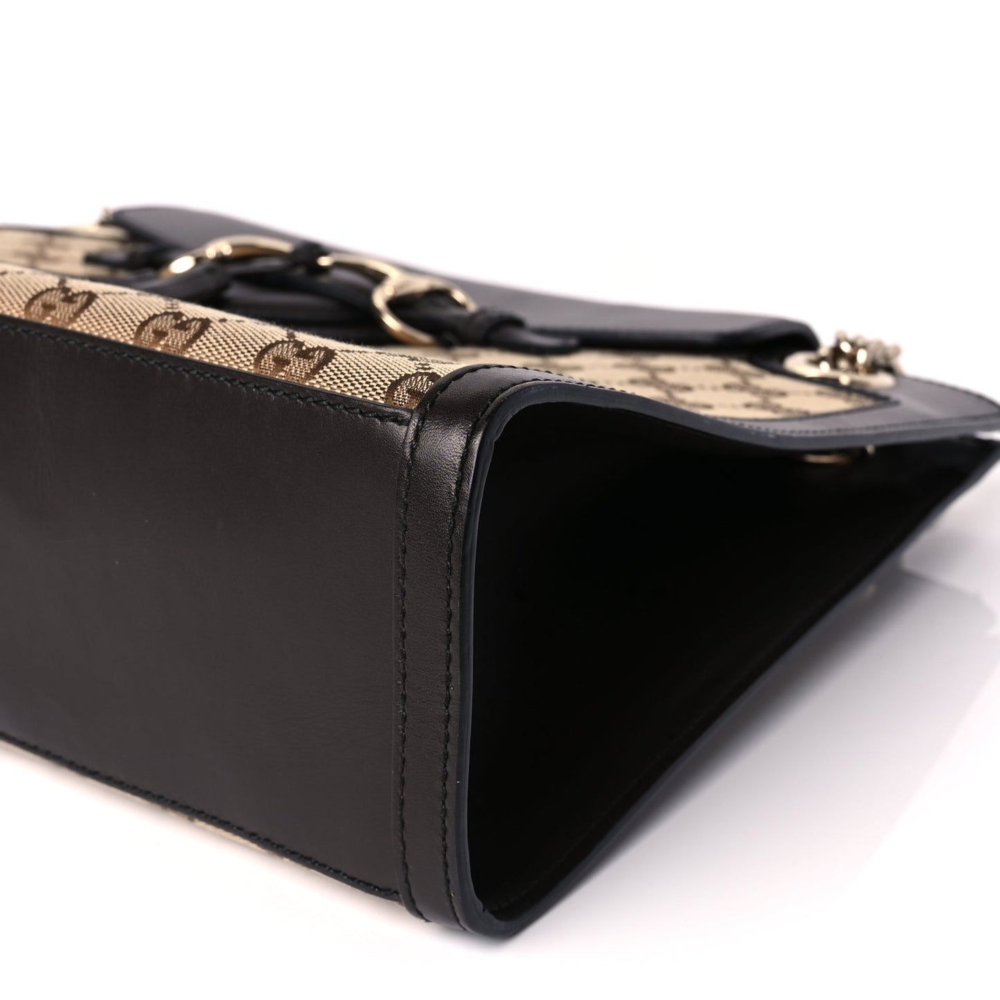Gucci Monogram Margaux Calfskin Large Emily Chain Shoulder Bag Beige Ebony Cocoa