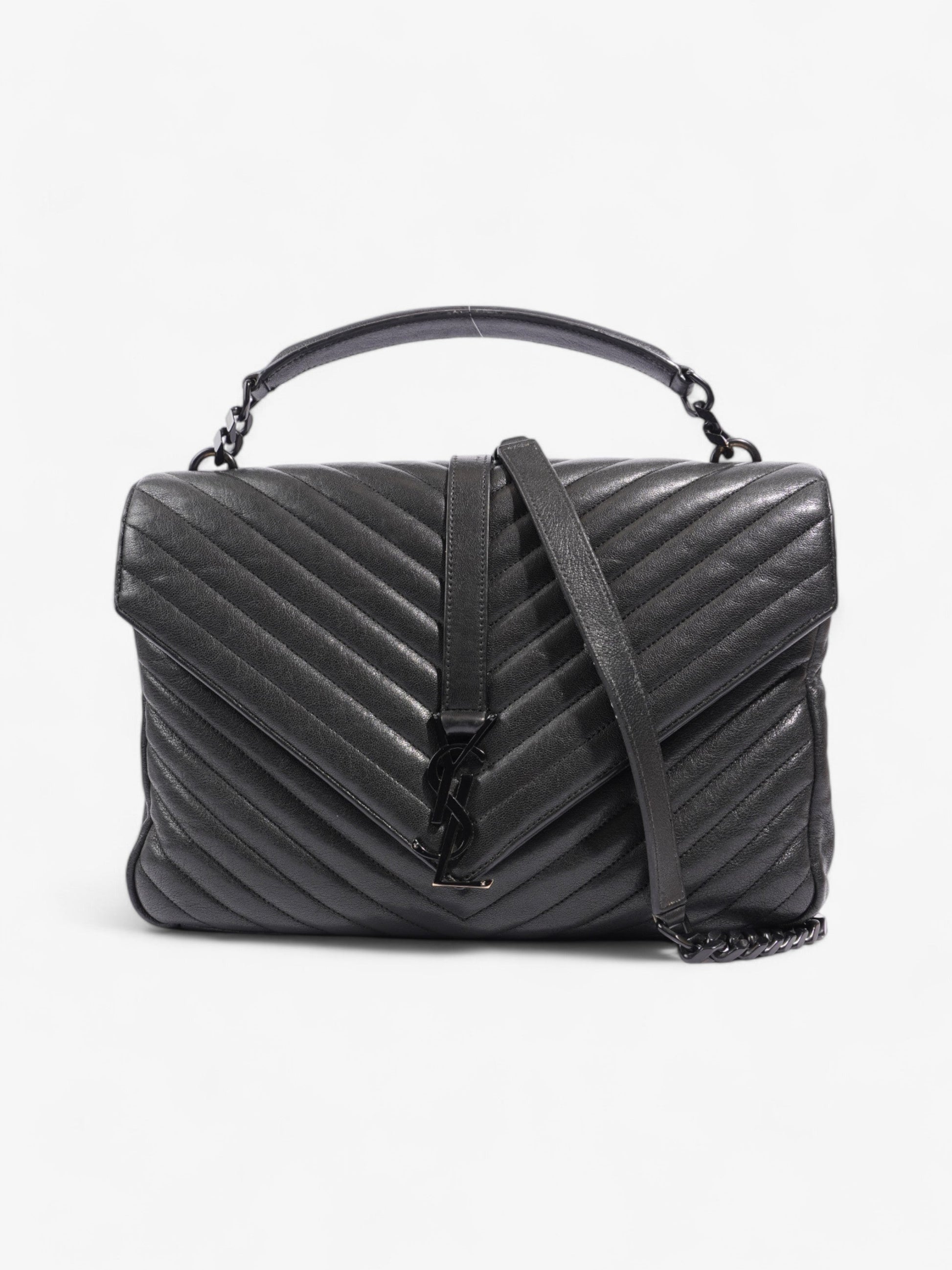 YSL Saint Laurent College Shoulder Bag Leather Lambskin Black