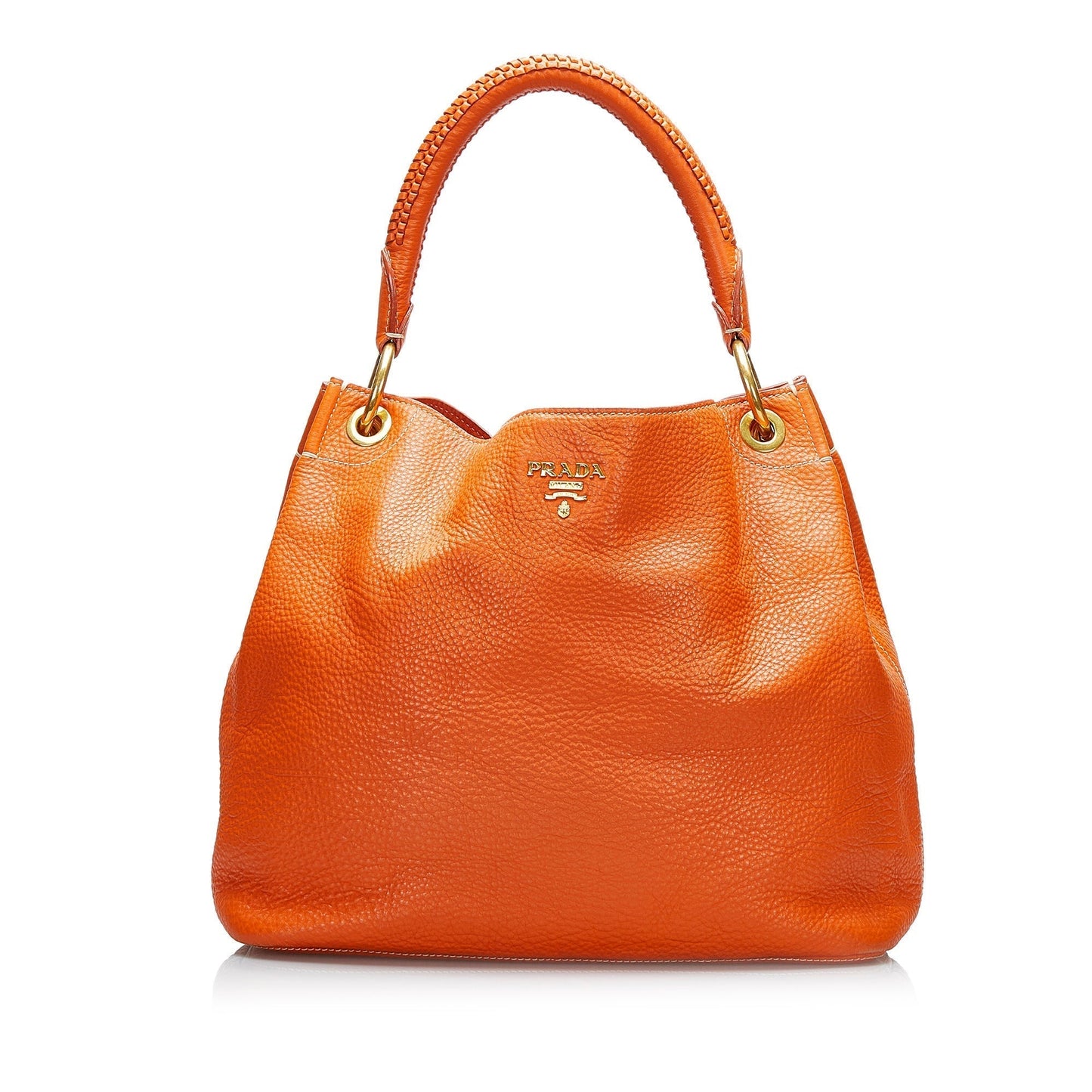 Prada Hobo Bag Daino Vitello Orange Shoulder Bag