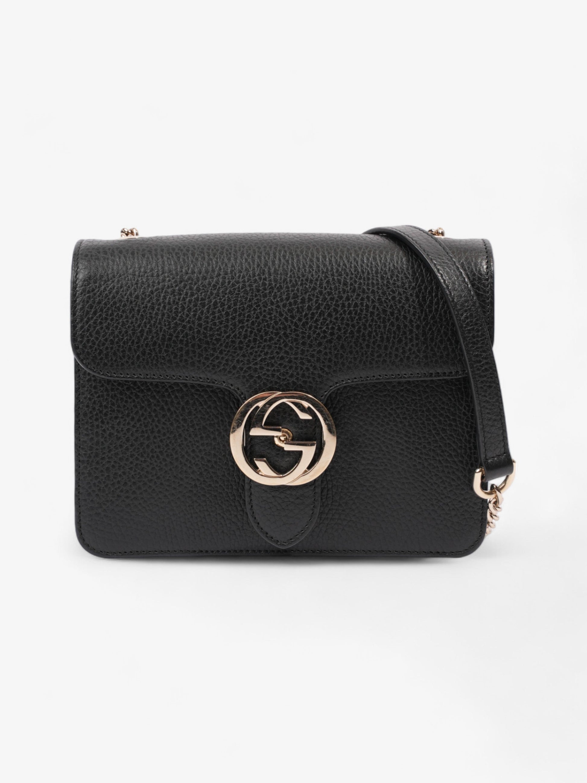 Gucci Interlocking Flap Crossbody Bag Leather Black