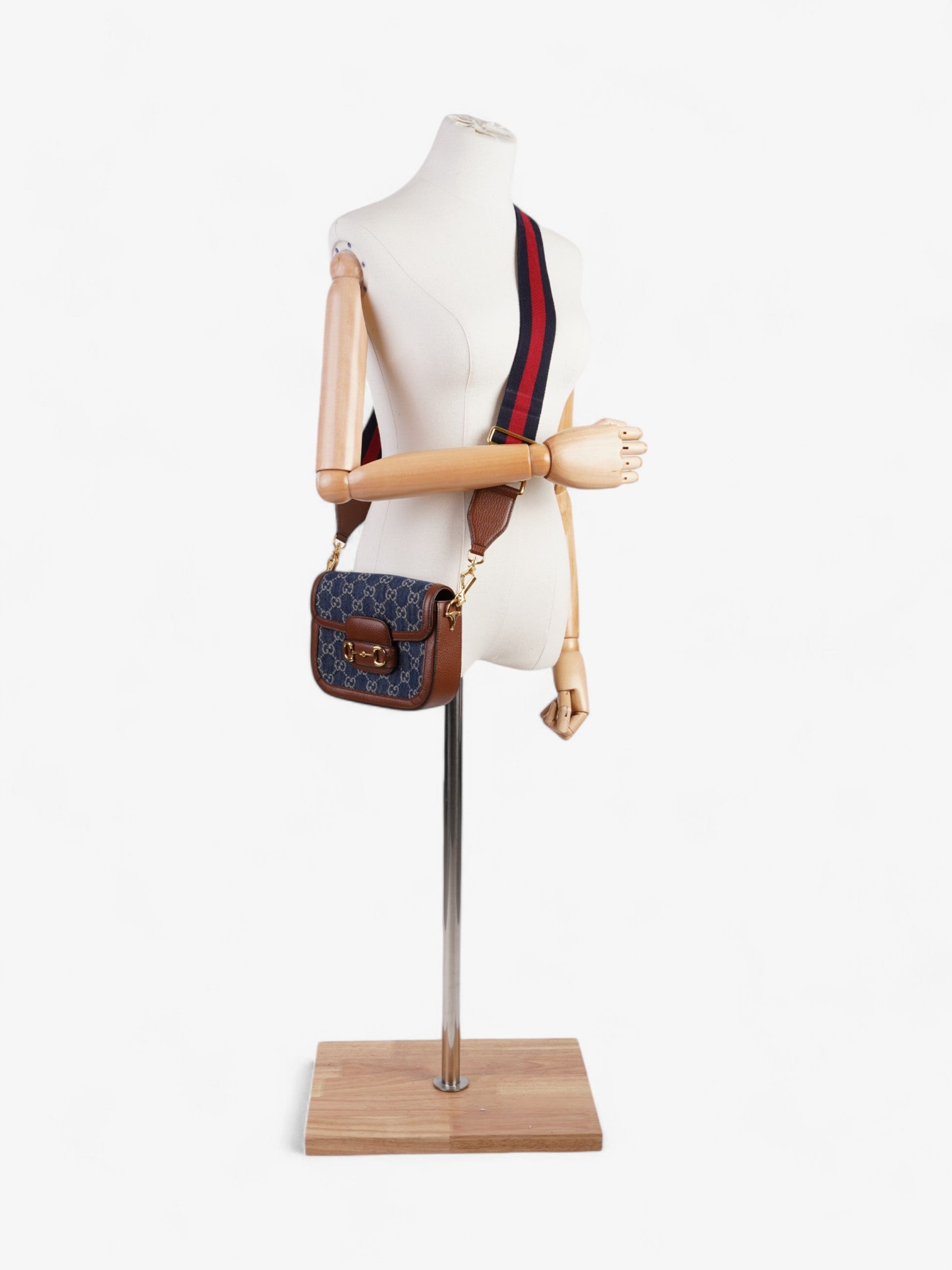 Gucci Horsebit Supreme Crossbody Bag Denim Brown