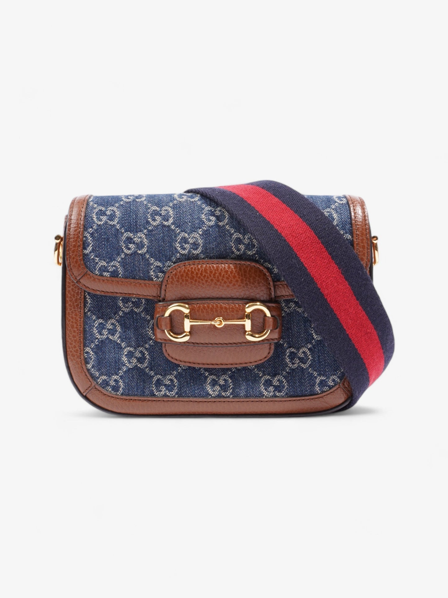 Gucci Horsebit Supreme Crossbody Bag Denim Brown