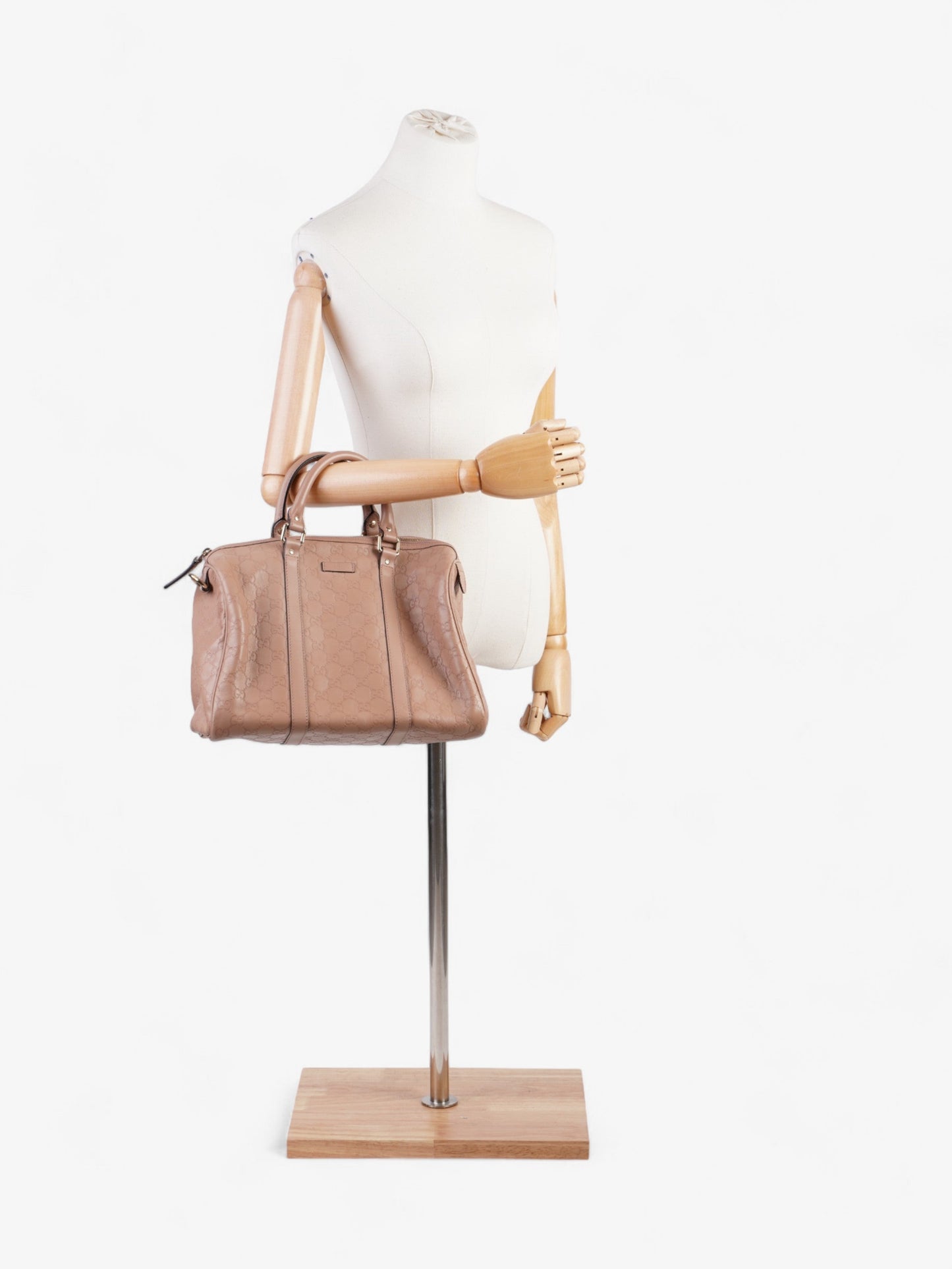 Gucci Boston Bag Rose ssima Embossed Leather Beige Travel Bag